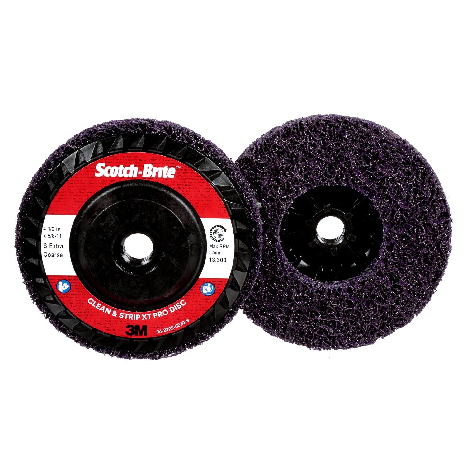 7100175252 - Scotch-Brite Clean and Strip XT Pro Disc, XO-DC, SiC Extra Coarse, Purple, 4-1/2 in x 5/8"-11, Type 27, 10 ea/Case