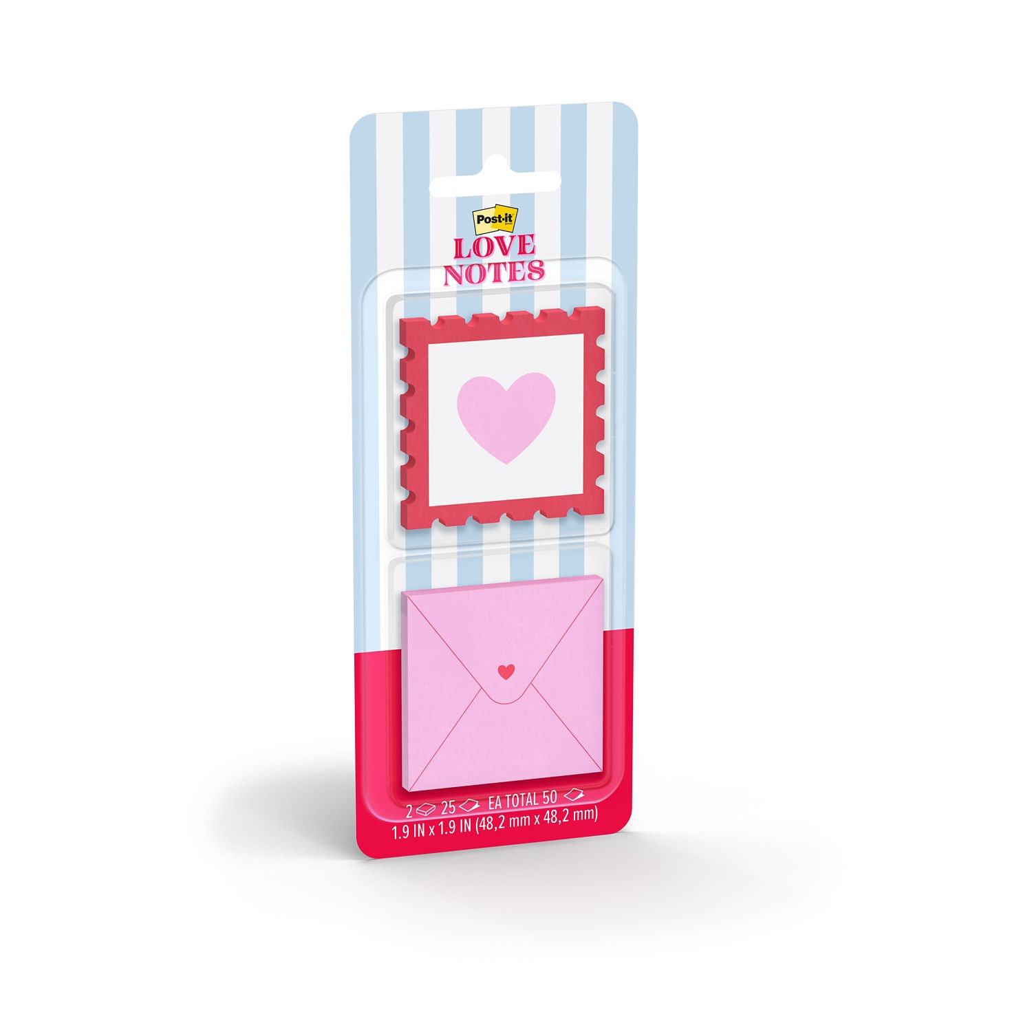 7100402666 - Post-it Note Die Cut Set SVAL26-LN-3 Love Mail, 1.9x1.9in (48.2x48.2mm) 2 pads, 25 sheets/pad, 100% PEFC, SGSCH-PEFC-COC-110078