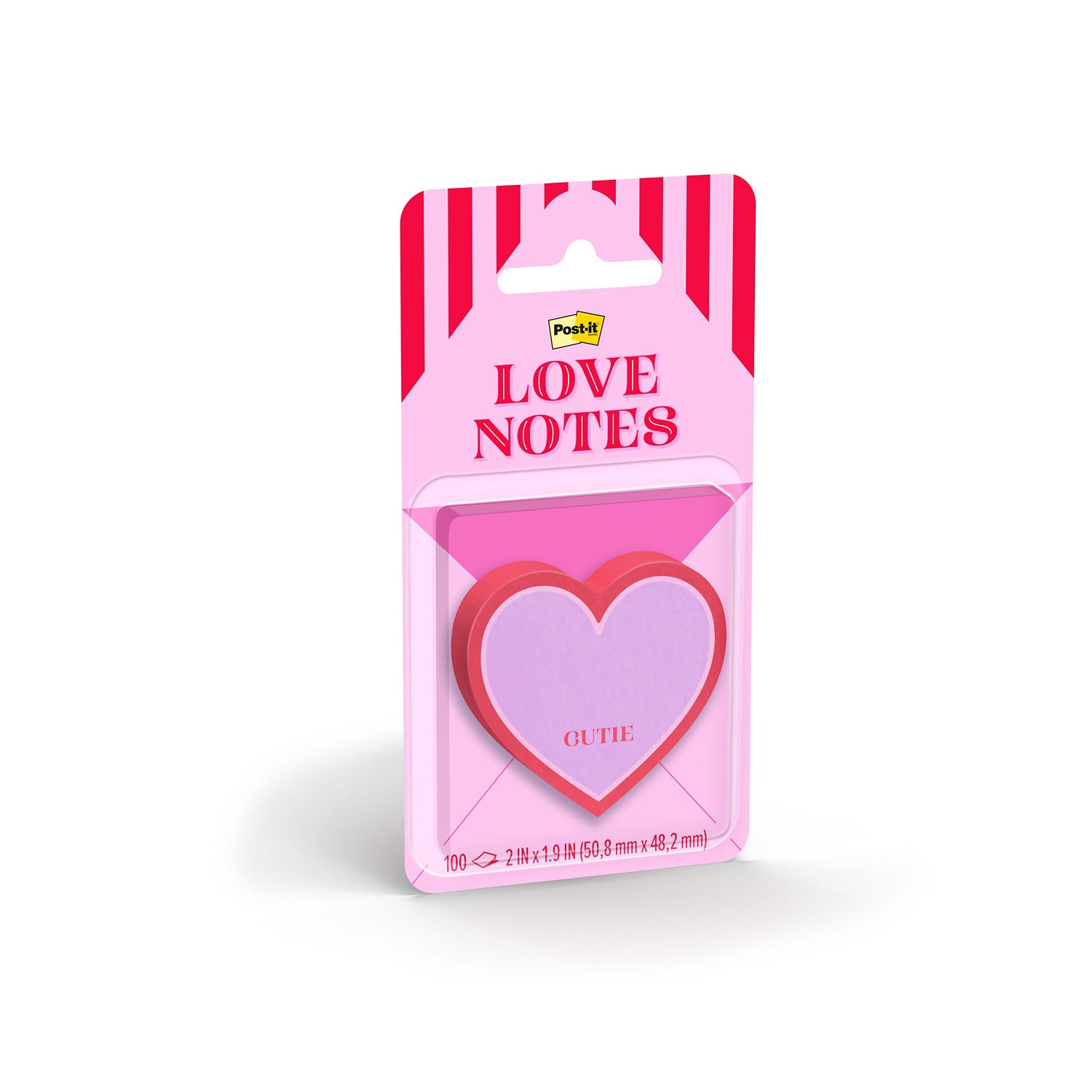 7100402379 - Post-it Heart Note SVAL26-HN-5, 2 x 1.9in (50.8 x 48.2mm), Purple-Red, 100 sheet 100% PEFC, SGSCH-PEFC-COC-110078