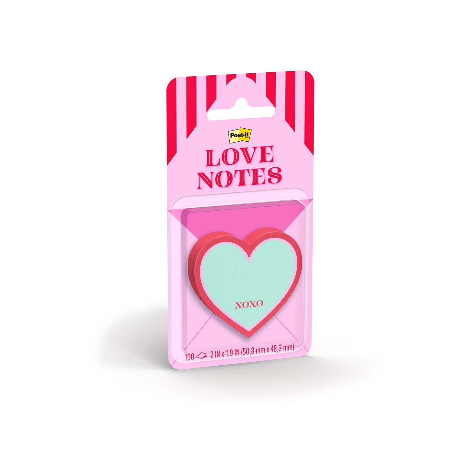 7100401272 - Post-it Heart Note SVAL26-HN-8, 2 x 1.9in (50.8 x 48.2mm), Green-Red, 100 sheet 100% PEFC, SGSCH-PEFC-COC-110078