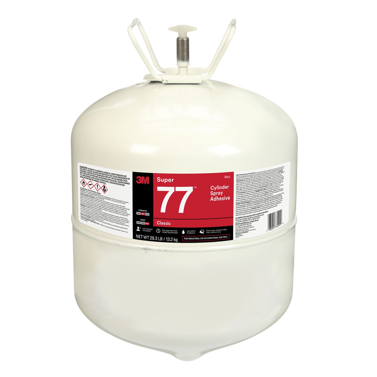 7100395708 - 3M Super 77 Classic Cylinder Spray Adhesive, Red, Large, Net Wt 29.3 lb, 1 Each/Case