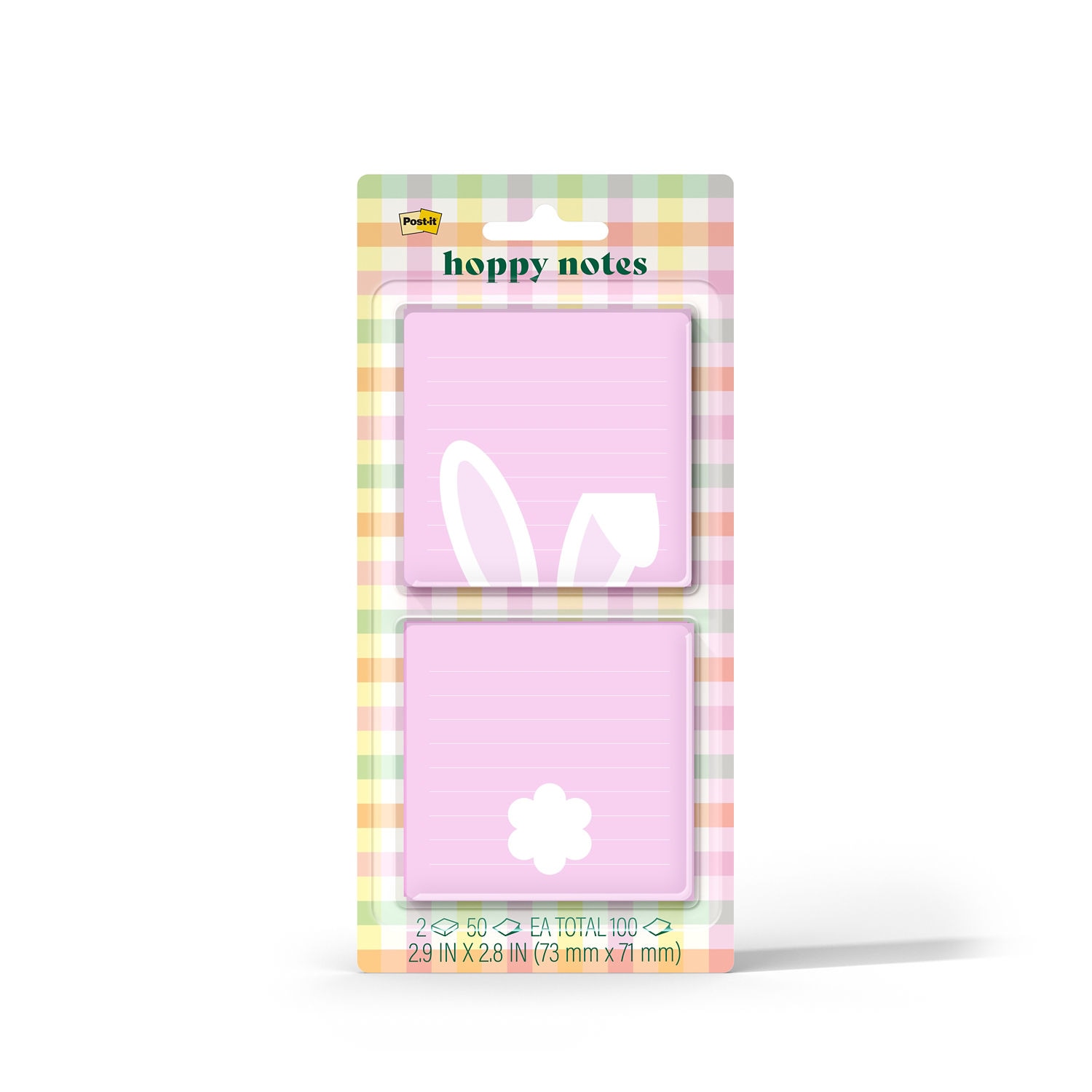 7100404881 - Post-it Square Note Pink-White EAS26-HN2-1, 2.9inx2.8in (73.6mmx71mm), 2 pads,100 sheets total, 100% PEFC, SGSCH-PEFC-COC-110078