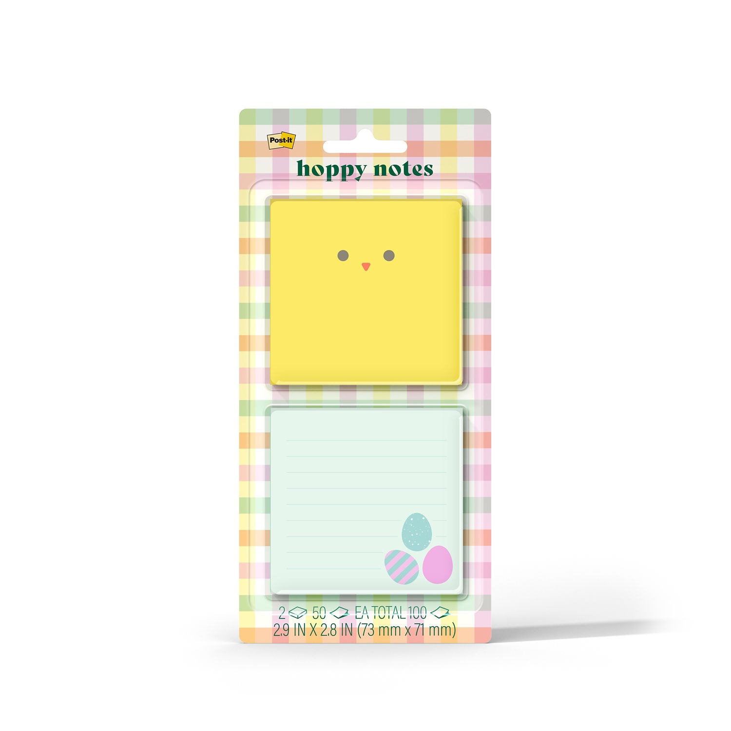 7100404771 - Post-it Square Note Yellow-White EAS26-HN2-2, 2.9inx2.8in(73.6mmx71mm), 2 pads,100 sheets total, 100% PEFC, SGSCH-PEFC-COC-110078