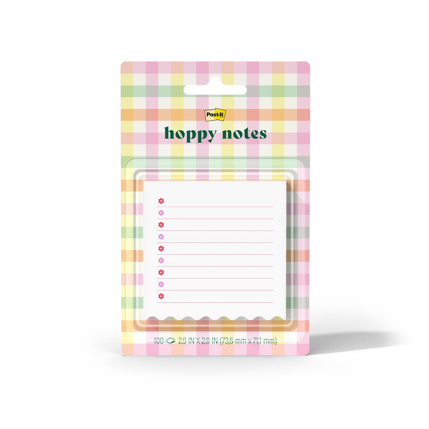 7100404854 - Post-it Square Note White-Pink EAS26-HN-2, 2.9in x 2.8in (73.6mmx71mm), 100 sheet, 100% PEFC, SGSCH-PEFC-COC-110078