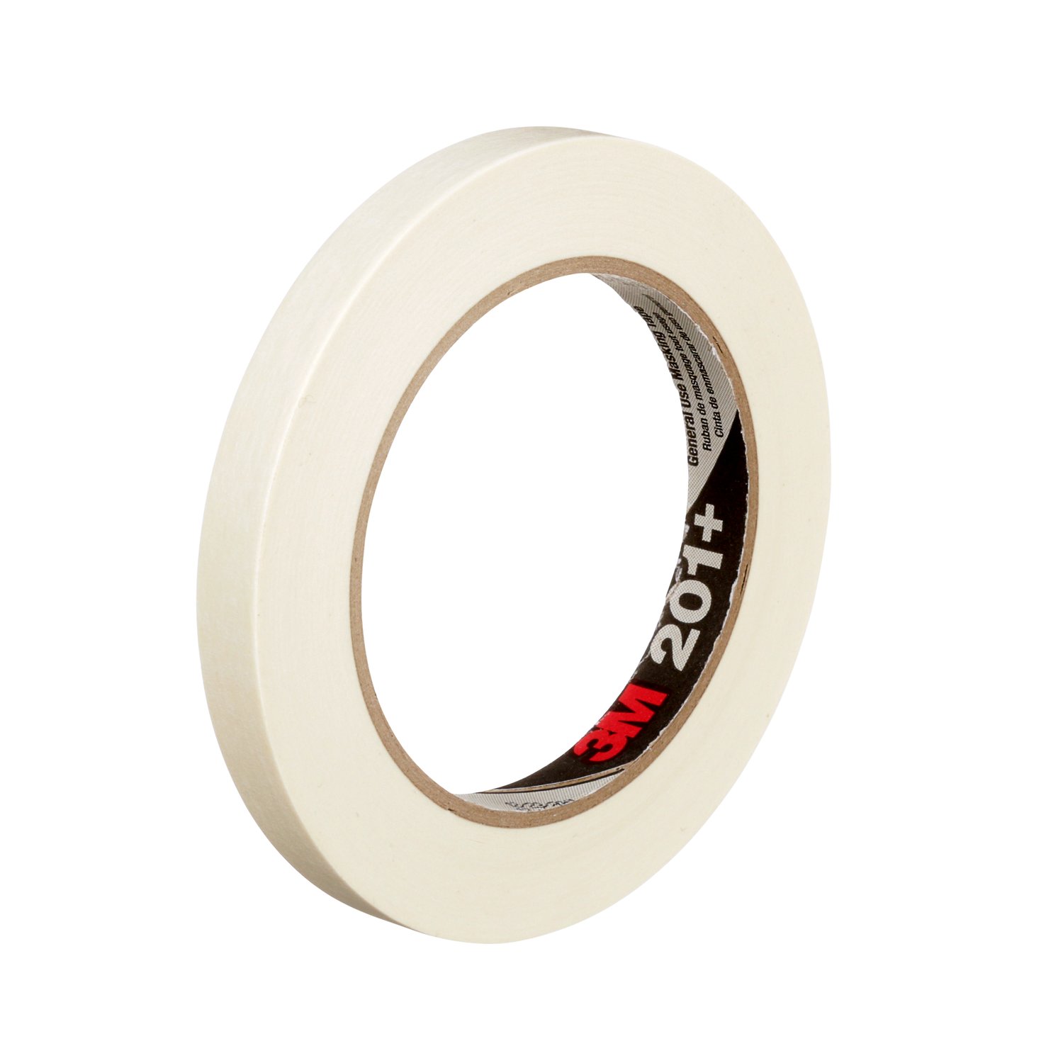 7000124879 - 3M General Use Masking Tape 201+, Tan, 12 mm x 55 m, 4.4 mil, 72 Roll/Case