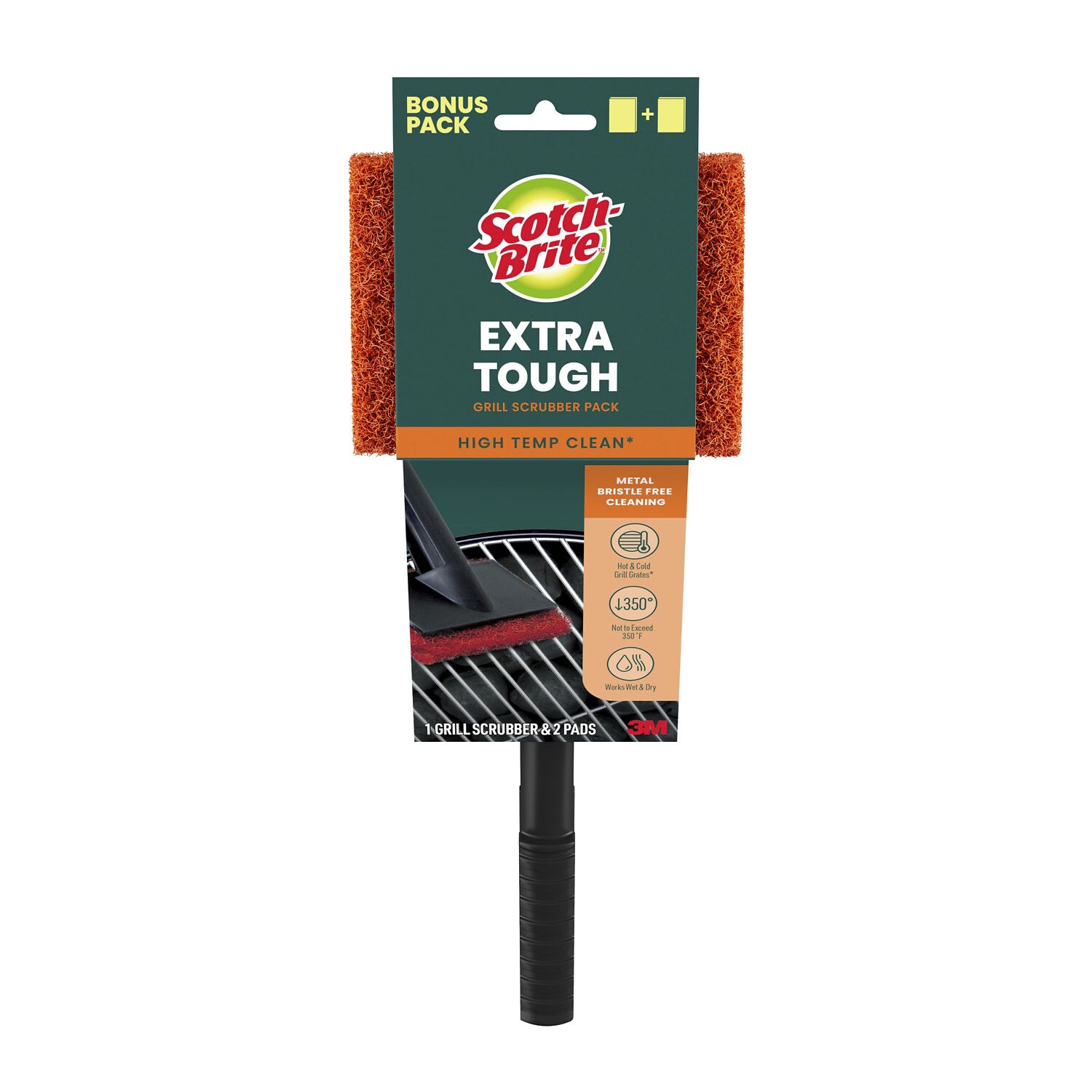7100408187 - Scotch-Brite Grill and Griddle Brush with 2 Extra Tough Pads GGB-2-HD, 8 assemblies/case