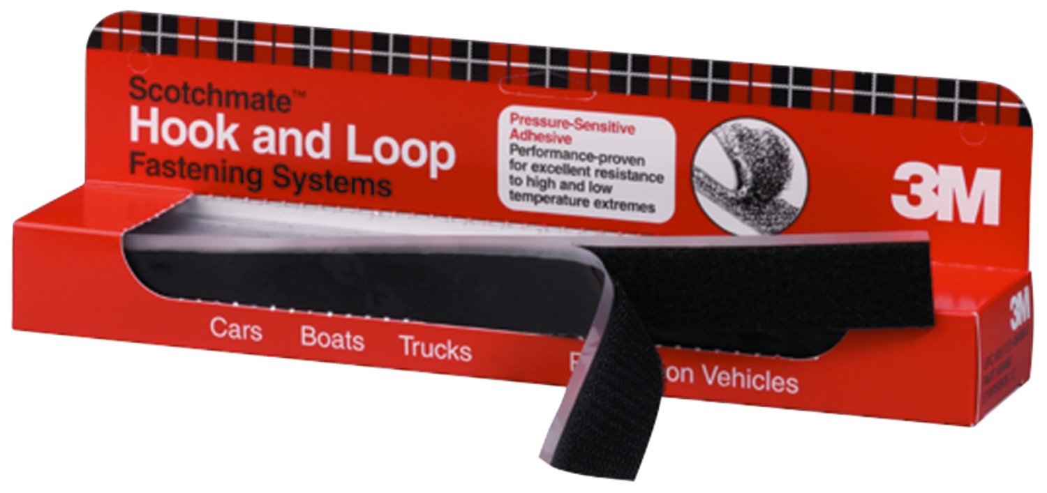 7000126004 - 3M Hook/Loop Fastener SJ3571/SJ3572, Black, 1 in x 12 in, mated strips, (12 Strip/Carton, 6 Carton/Case) 72 Each/Case