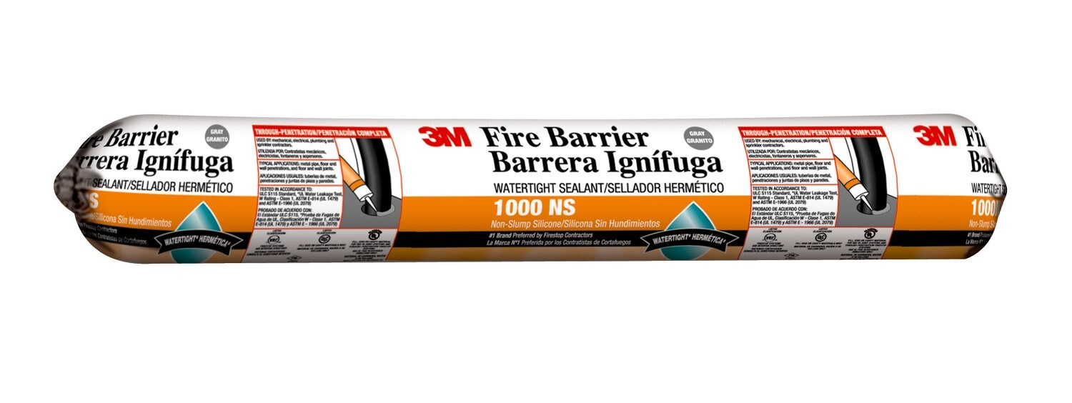 7010353044 - 3M Fire Barrier Water Tight Sealant 1000 NS, Gray, 20 fl oz Sausage Pack, 12/Case