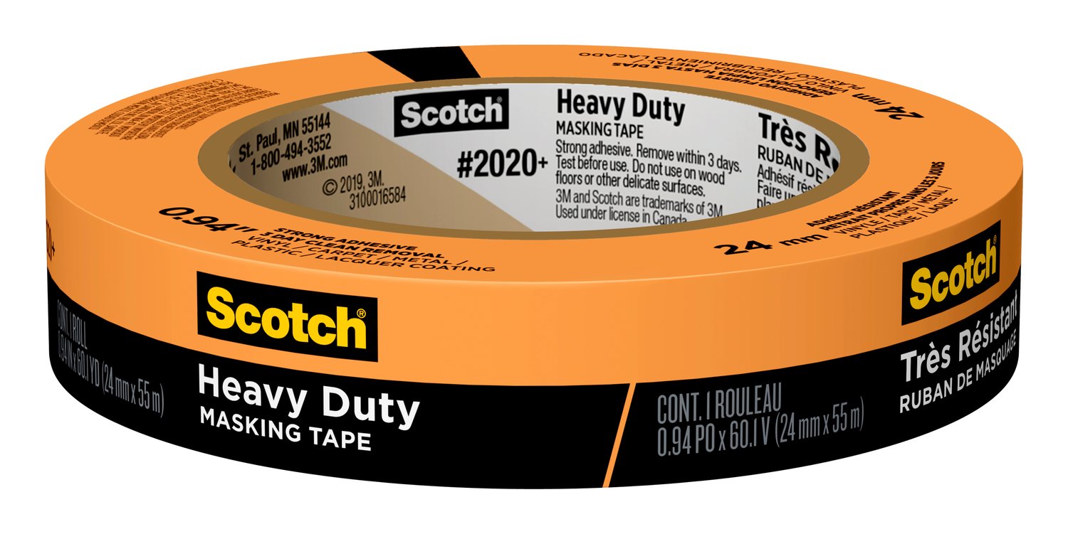 7100191061 - Scotch Heavy Duty Masking Tape 2020+-24AP, 0.94 in x 60.1 yd (24mm x 55m)