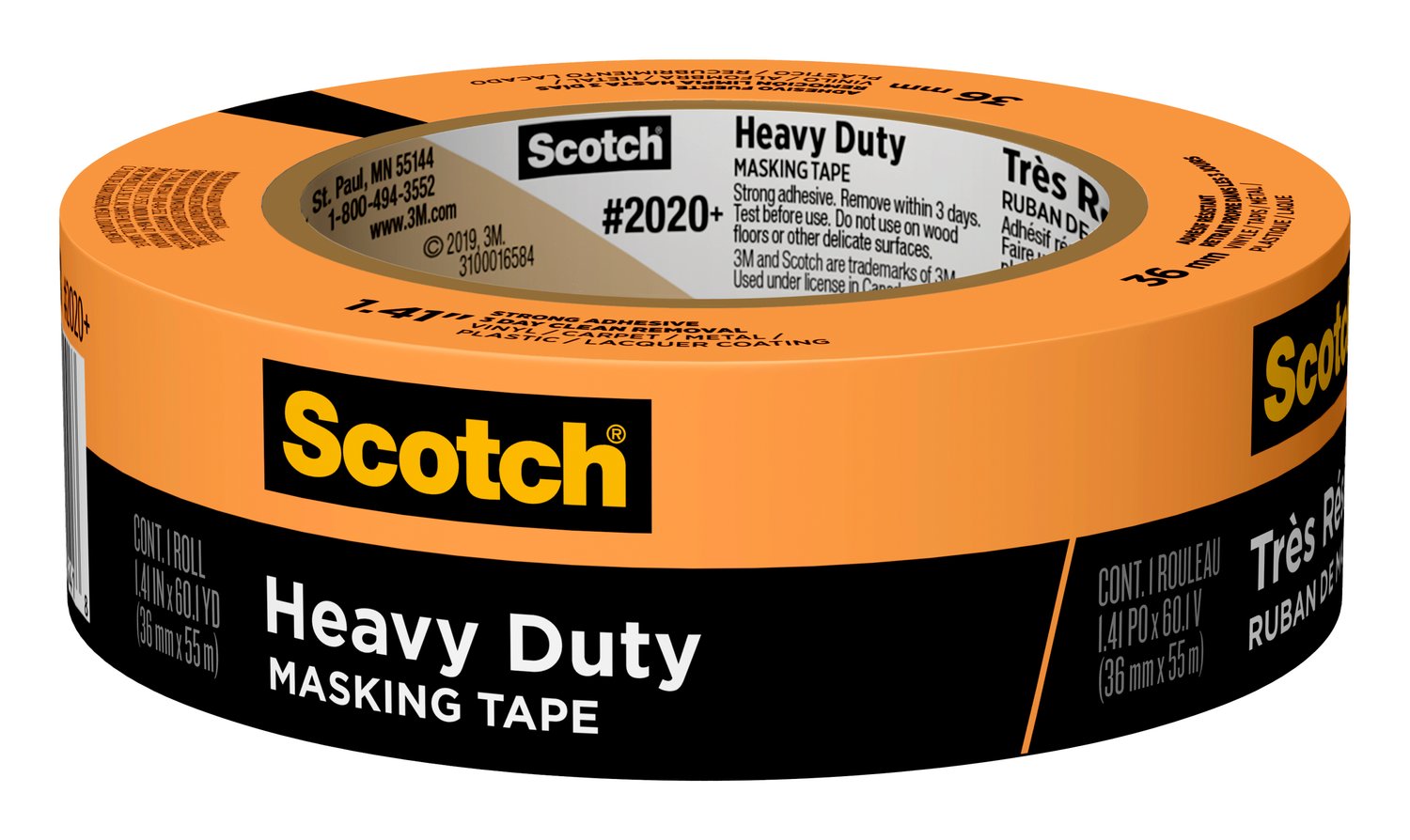 7100191192 - Scotch Heavy Duty Masking Tape 2020+-36AP, 1.41 in x 60.1 yd (36mm x
55m)