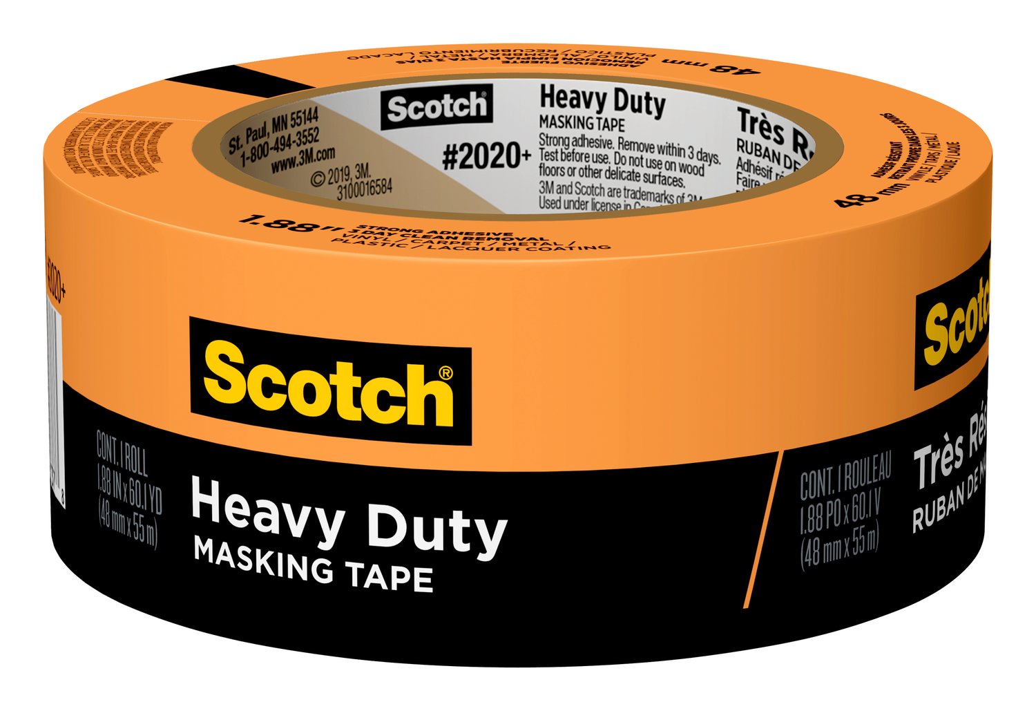 7100191057 - Scotch Heavy Duty Masking Tape 2020+-48TP, 1.88 in x 60.1 yd (48mm x 55m)