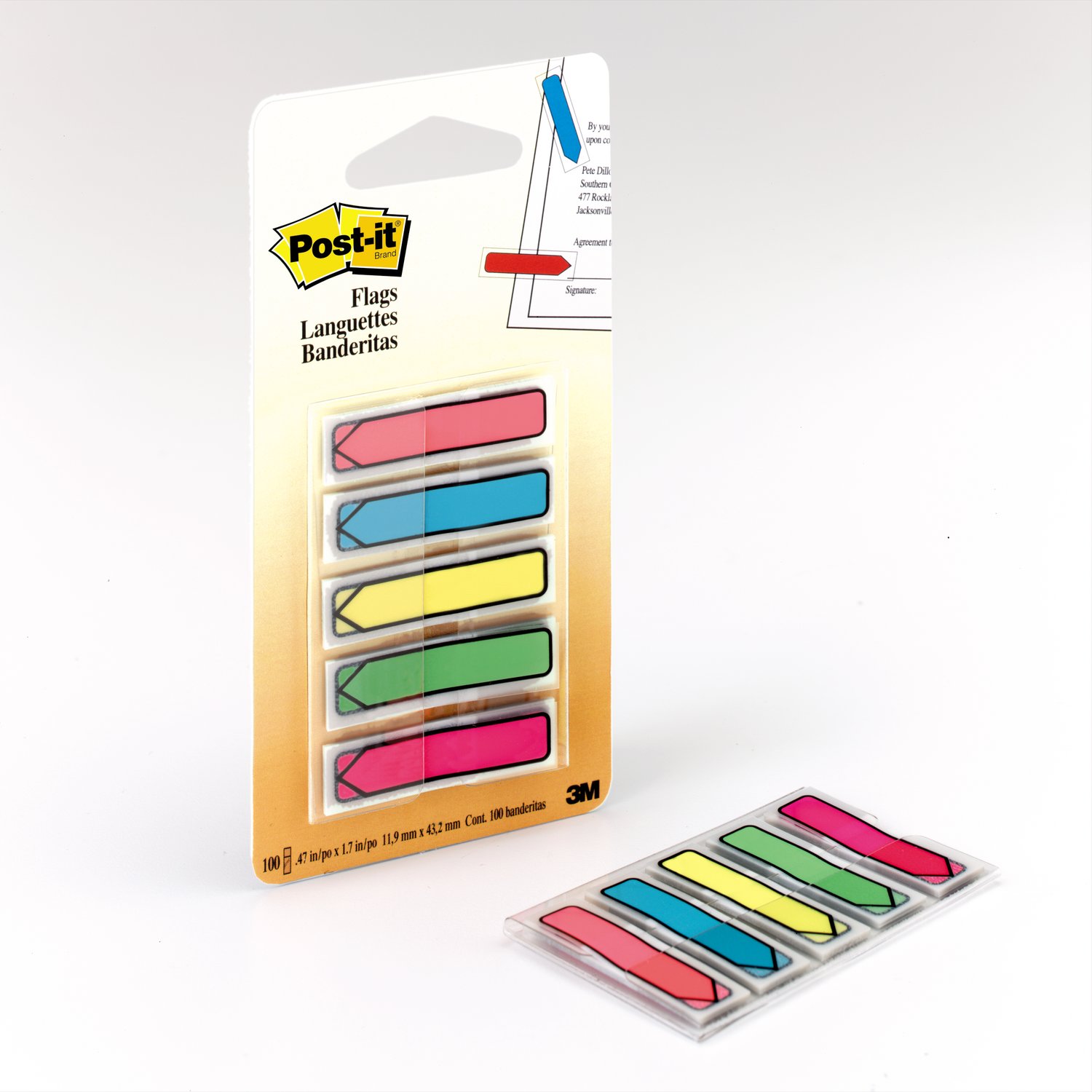 7000029921 - Post-it Flags 684-ARR2, .47 in. x 1.7 in. Assorted Brights 20 each 100 TTL Flags