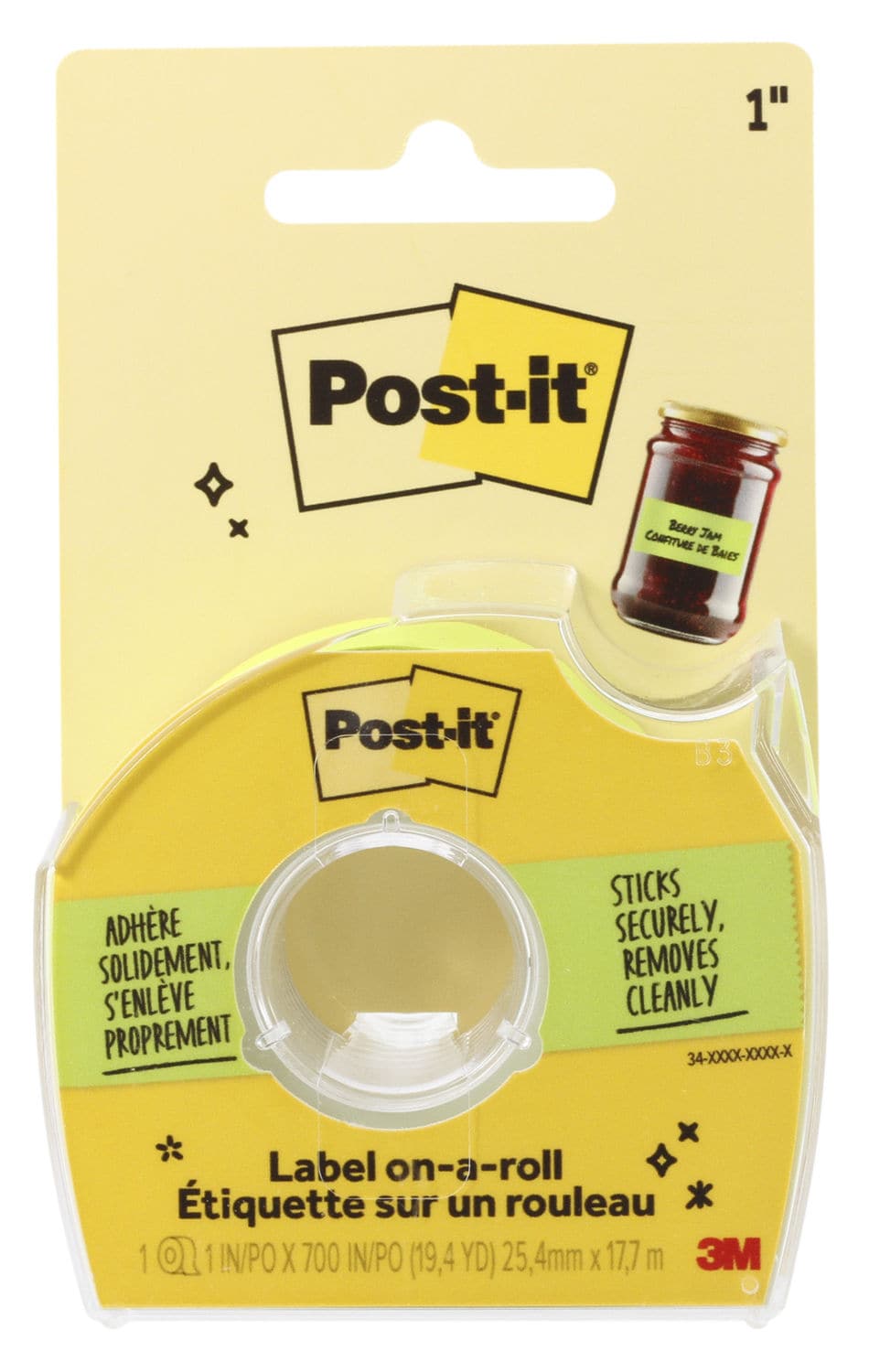 7100400886 - Post-it Labeling and Cover-up Tape 658LRP, Neon Green, 1 in x 700 in (25.4 mm x 17.7 m)