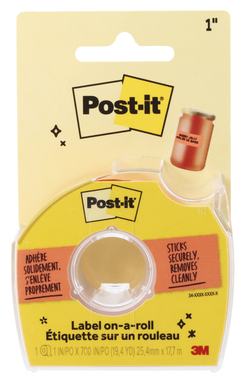 7100400492 - Post-it Labeling and Cover-up Tape 658LRO, Vital Orange, 1 in x 700 in (25.4 mm x 17.7 m)