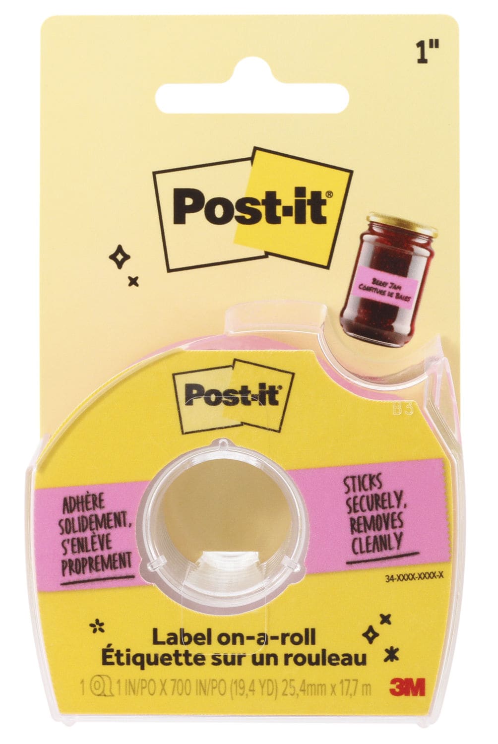 7100400846 - Post-it Labeling and Cover-up Tape 658LRP, Neon Pink, 1 in x 700 in (25.4 mm x 17.7 m)