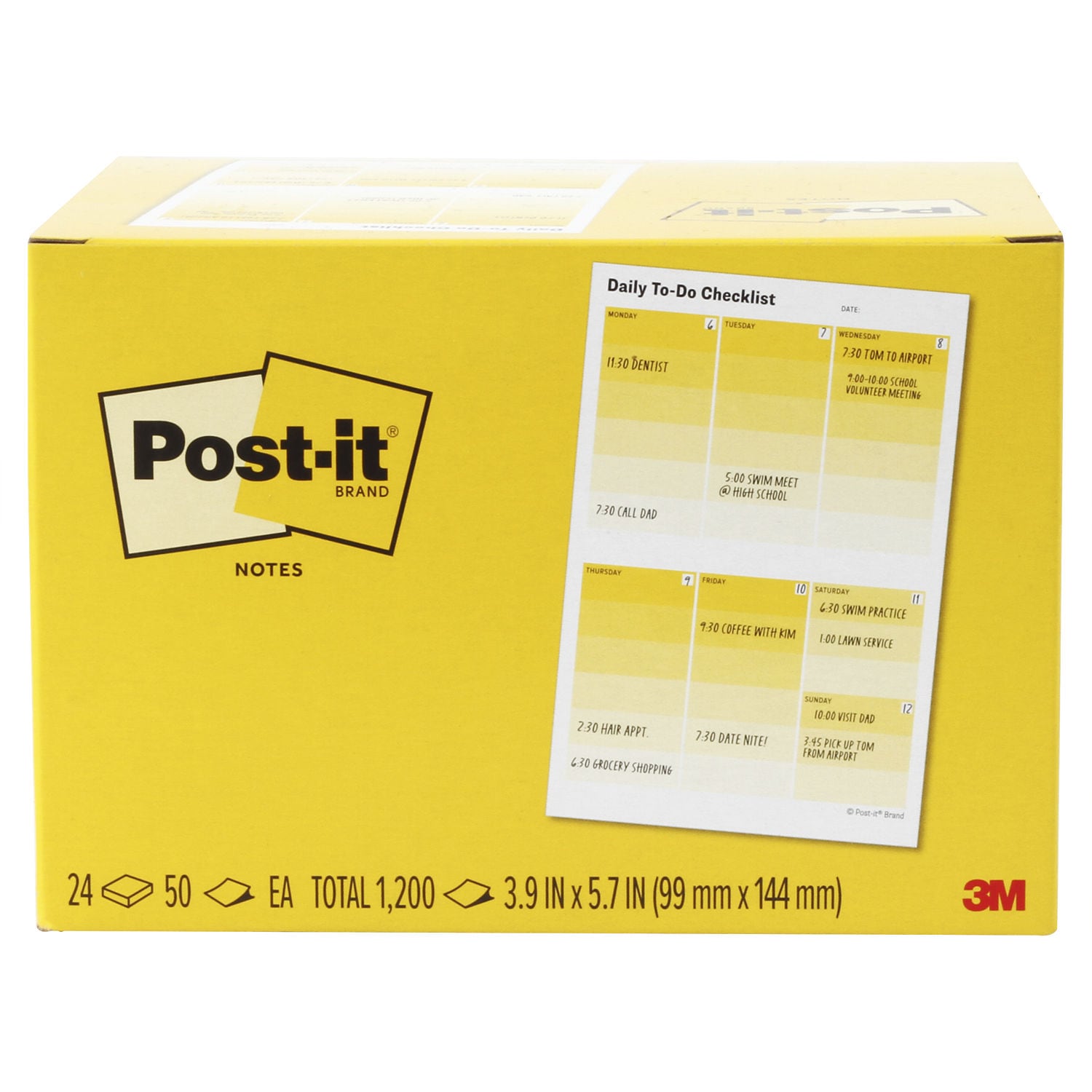 7100403508 - Post-it Notes Daily to Do 660-24CP-DTD, 3.9 in x 5.7 in (99 mm x 144.5 mm), 50 Sheet/Pad, 100% PEFC, SGSCH-PEFC-COC-110078