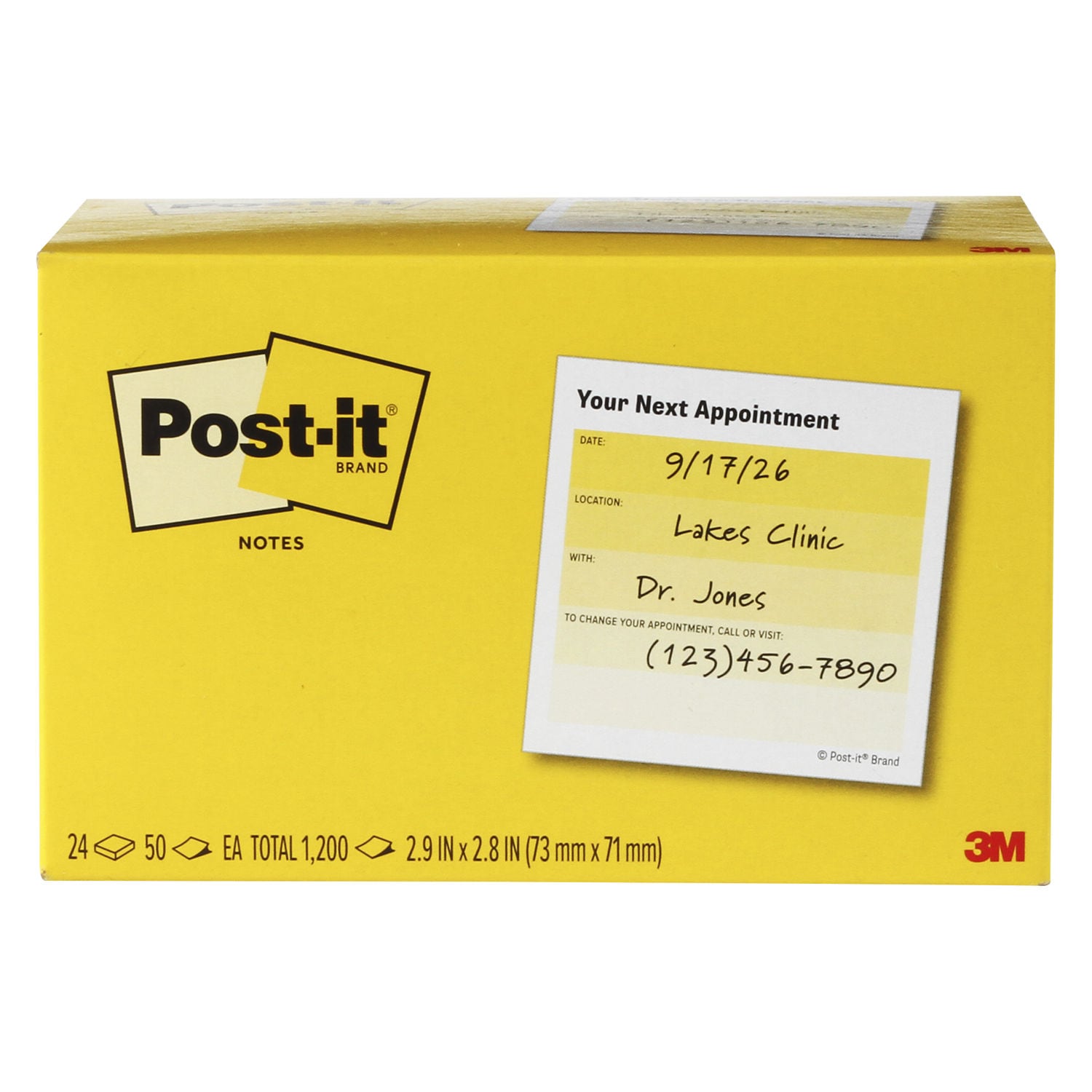7100403500 - Post-it Notes Scheduled Appointment 654-24CP-NSA, 2.9x2.9in(76x76mm), 24 Pack, 50 Sheet/Pad, 100% PEFC, SGSCH-PEFC-COC-110078