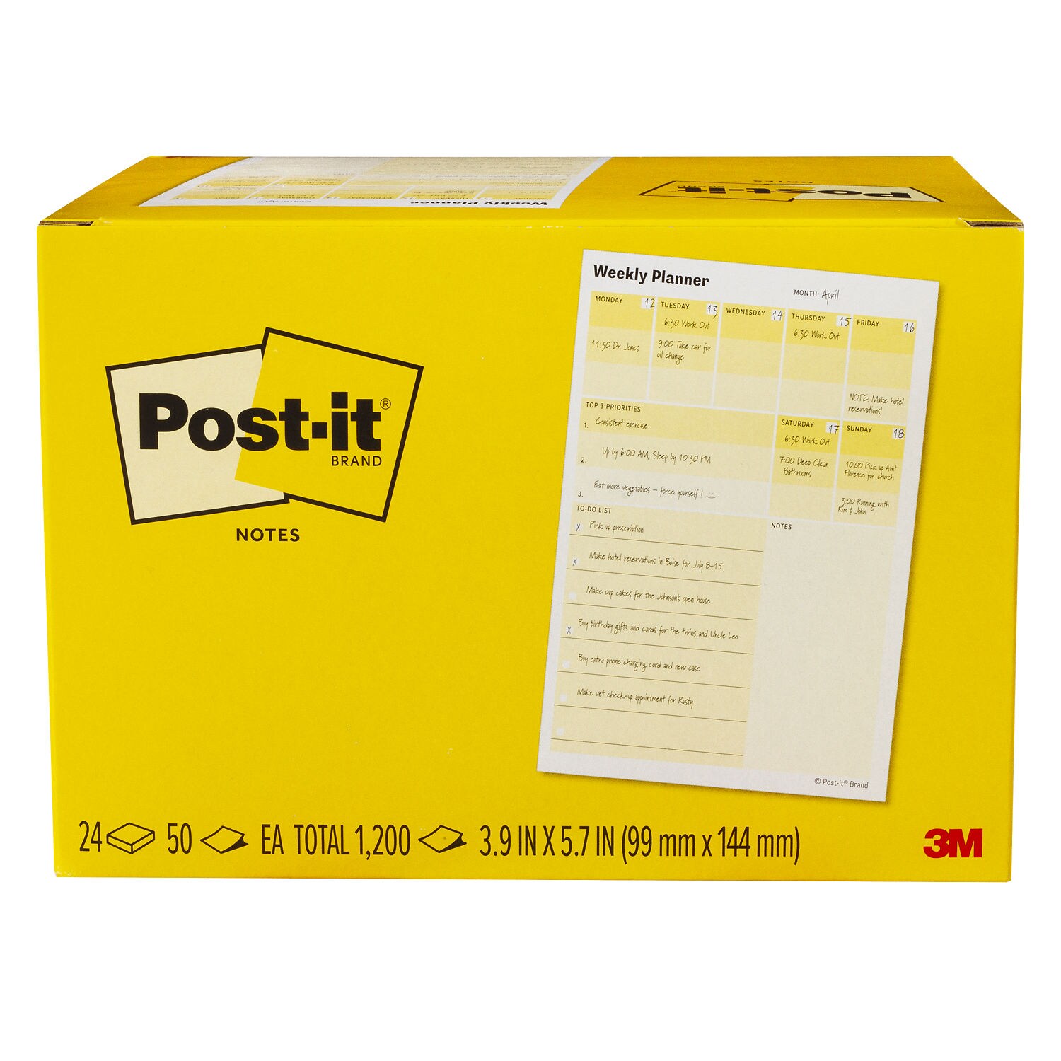 7100403678 - Post-it Notes Weekly Planner 660-24CP-WP, 3.9 in x 5.7 in (99 mm x 144.5 mm), 50 Sheet/Pad,100% PEFC, SGSCH-PEFC-COC-110078