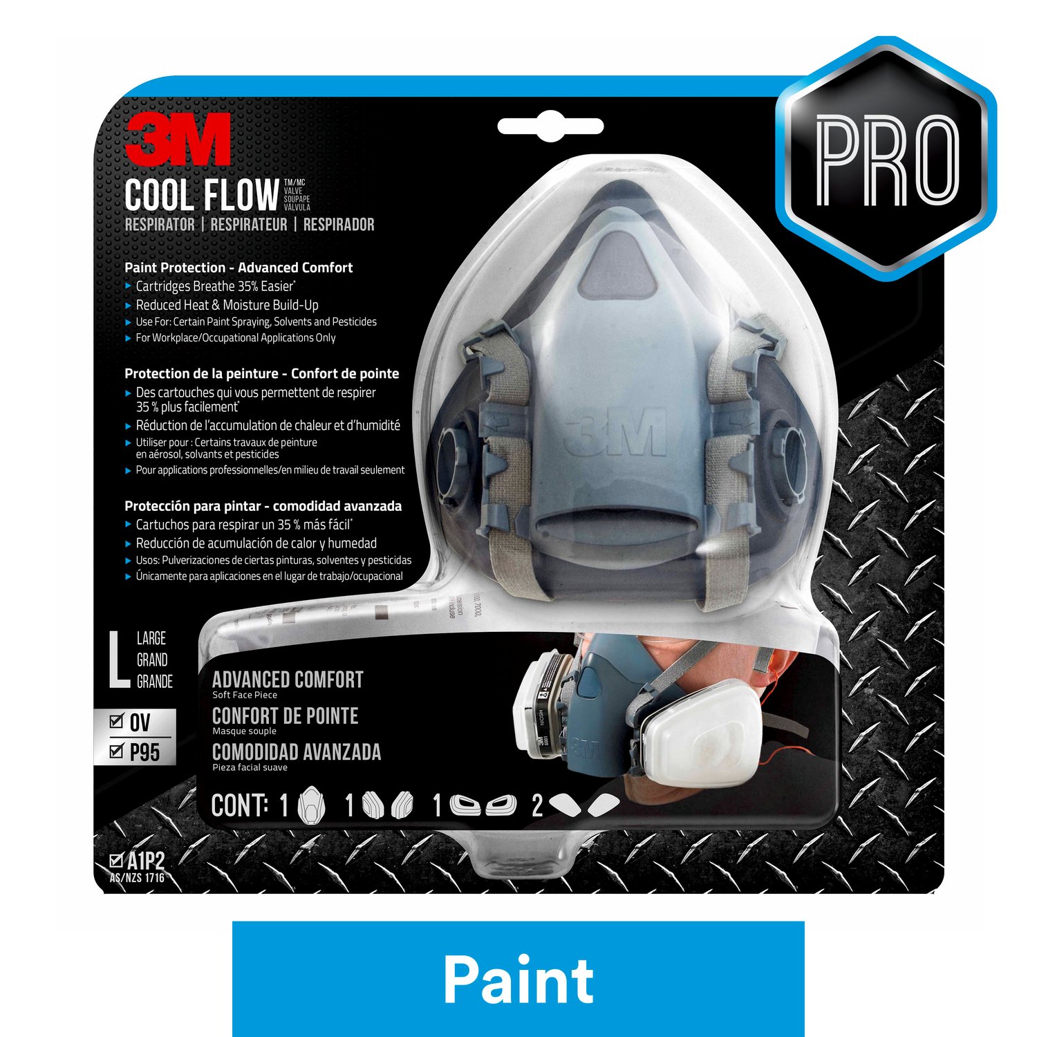 7100115657 - 3M Professional Paint Respirator 7513PA1-A-PS, Large, 1/pk, 4 pks/cs