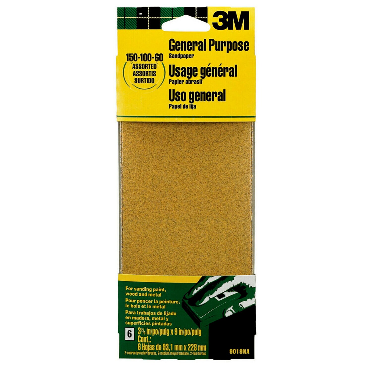 7000126178 - 3M Aluminum Oxide Sandpaper 9019NA, 3-2/3 in x 9 in, Assorted grit, 6
Sheet, Open Stock