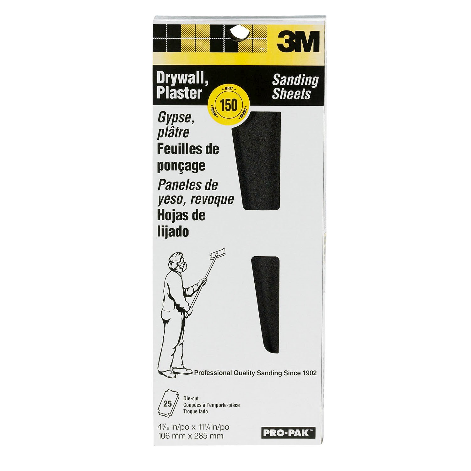 7000047933 - 3M Drywall Sanding Sheet 99431NA, 4 3/16 in x 11 1/4 in, 150 Grit, 25 shts/pk, 10 pks/cs