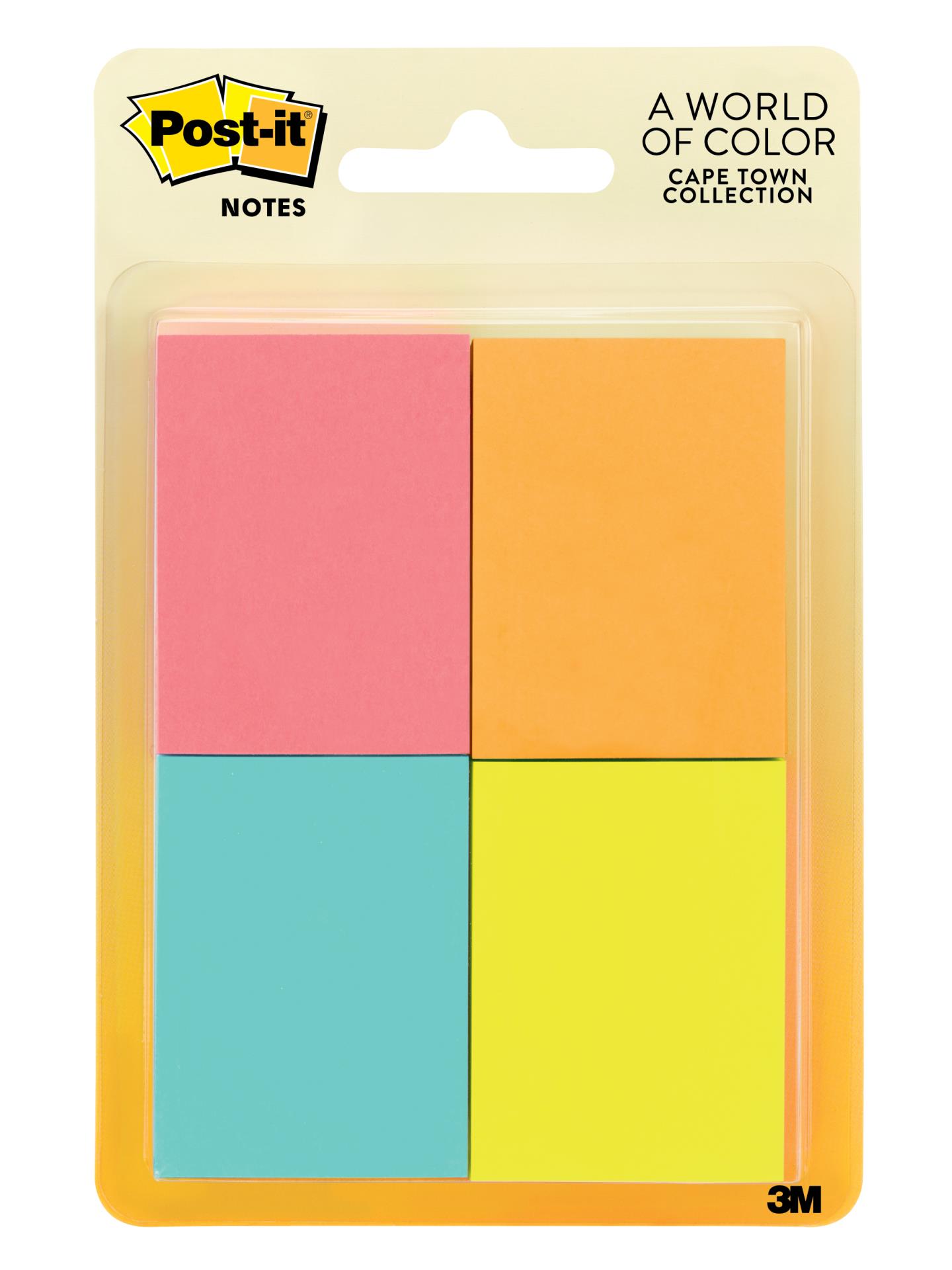 7100061168 - Post-it® Notes 653-4AF, 1-3/8 in x 1-7/8 in (34,9 mm x 47,6 mm) Cape Town Collection