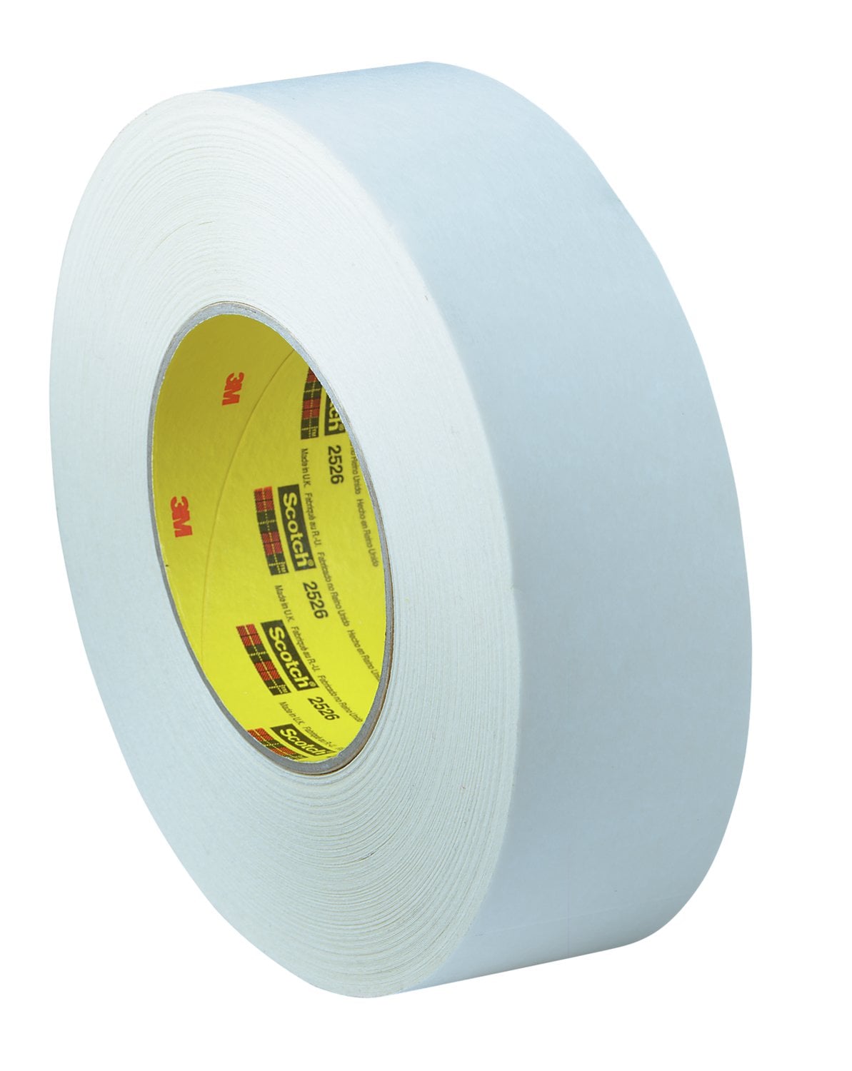 7000088519 - 3M Textile Flatback Tape 2526, White, 24 mm x 55 m, 9.8 mil, 36 Rolls/Case