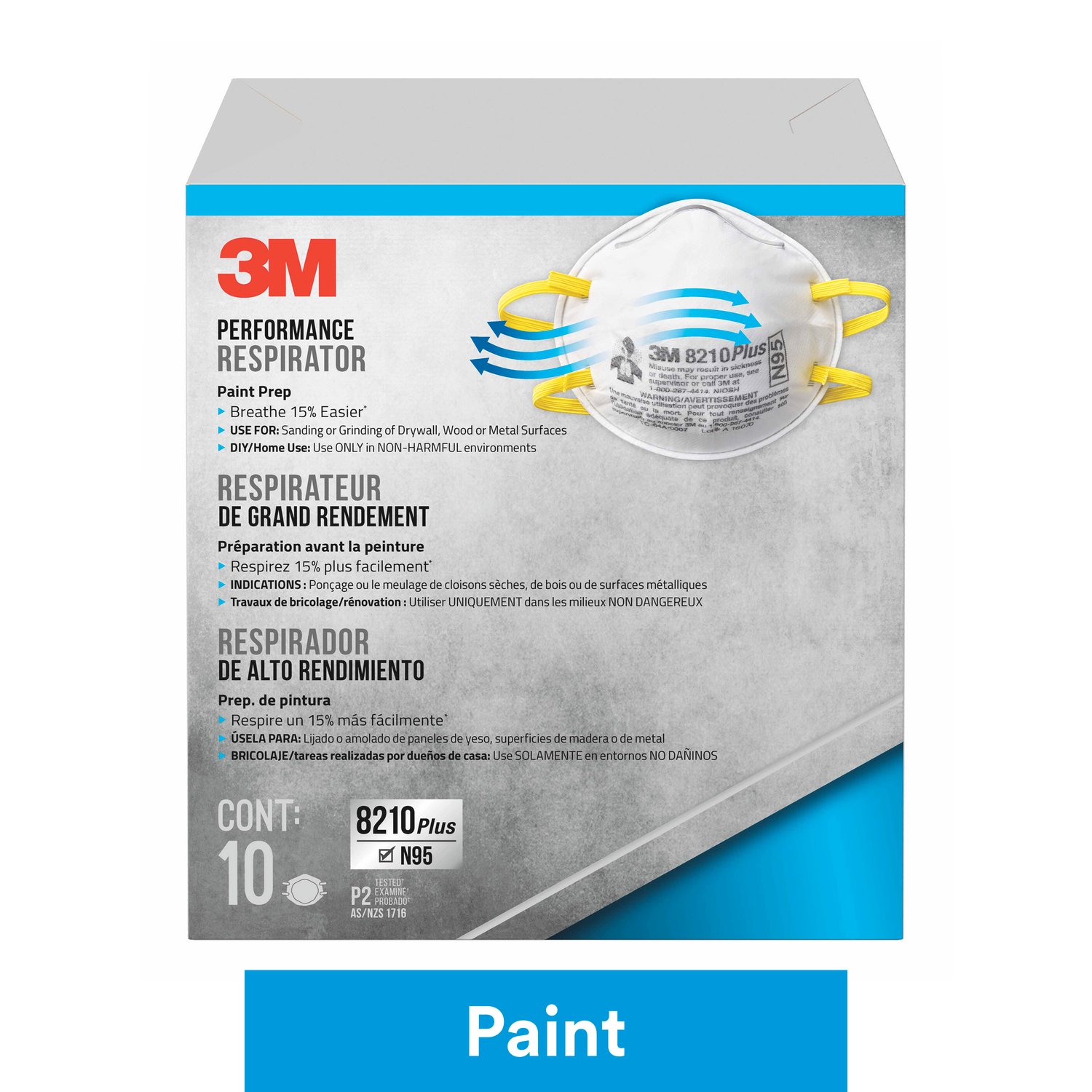 7100157223 - 3M Performance Disposable Paint Prep Respirator N95 Particulate, 8210PP10-C, 10 eaches/pack, 8 packs/case
