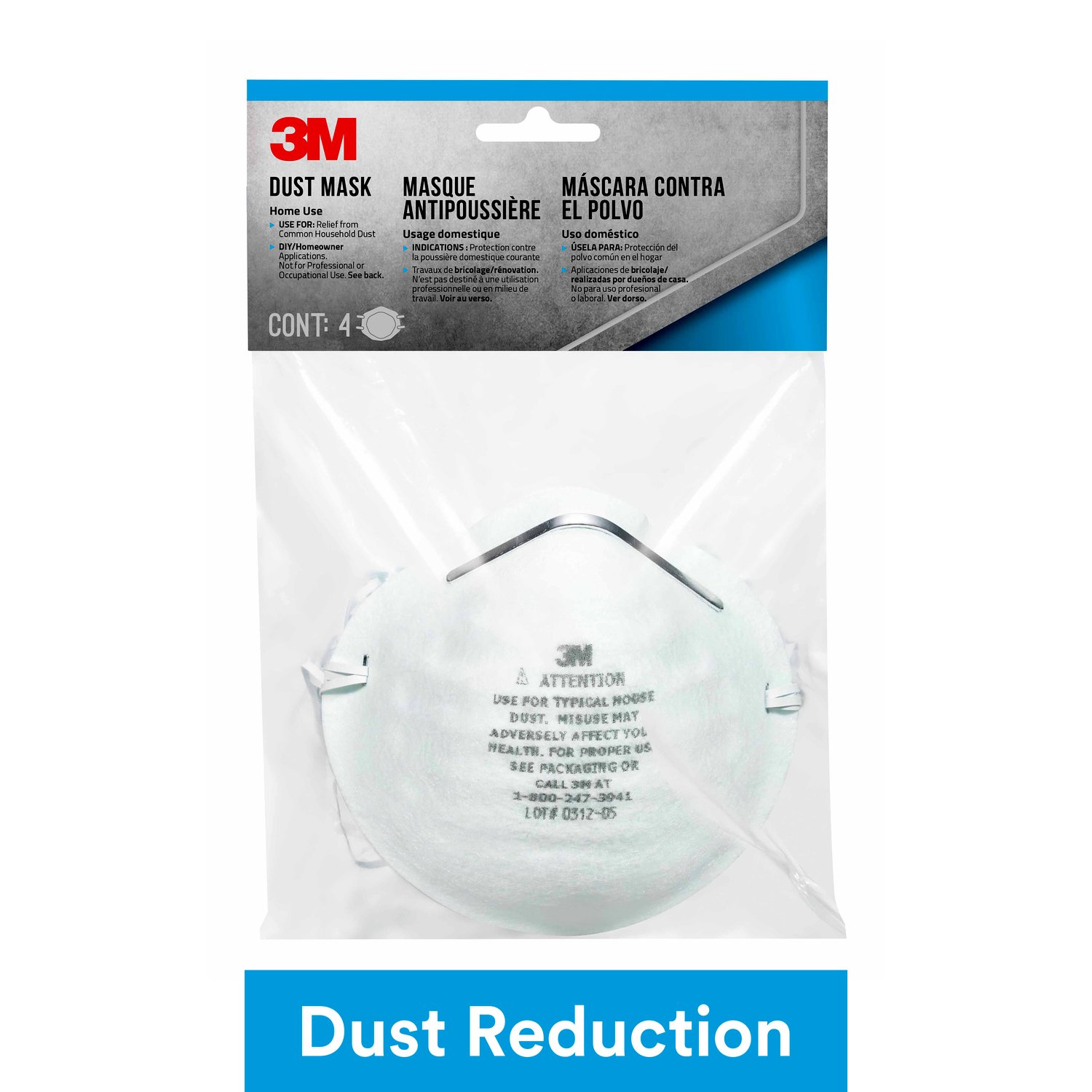 7100159379 - 3M Home Dust Mask, 8661P4-C, 4 eaches/pack, 36 packs/case