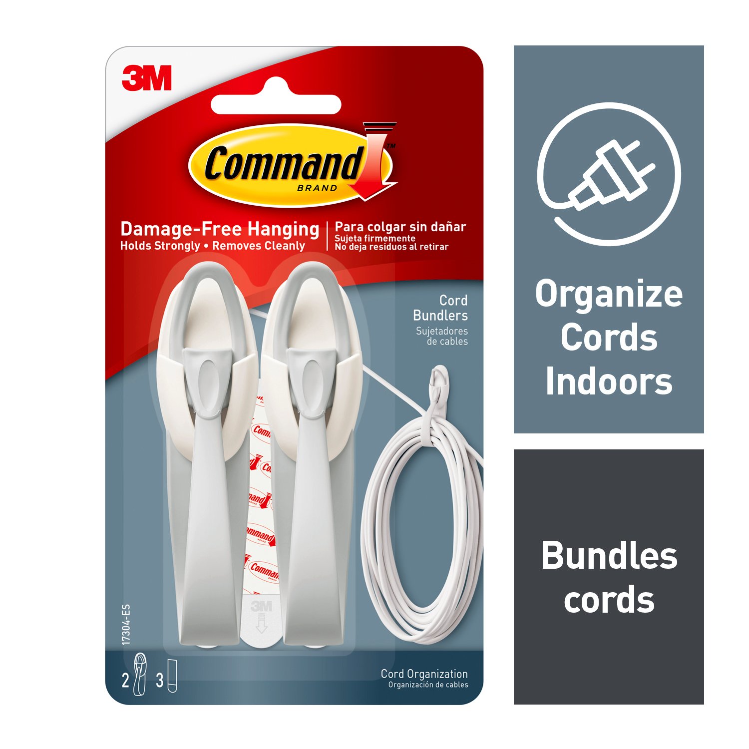 7100129501 - Command Cord Bundlers, 17304-ES, 2 bundlers, 3 strips