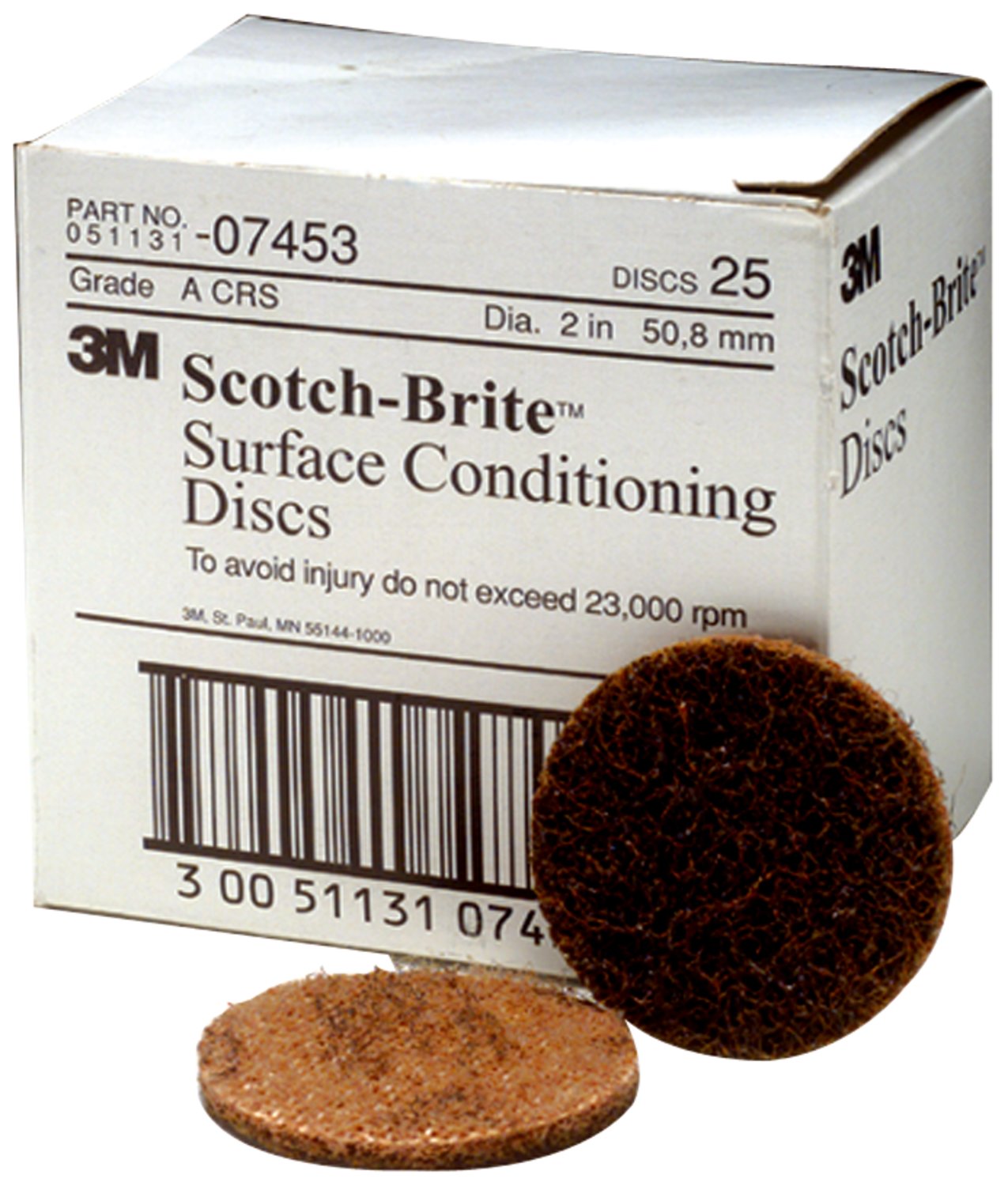 7000120821 - Scotch-Brite Surface Conditioning Disc, SC-DH, 07453, A/O Coarse, 2 in x NH, 25/Carton, 100 ea/Case