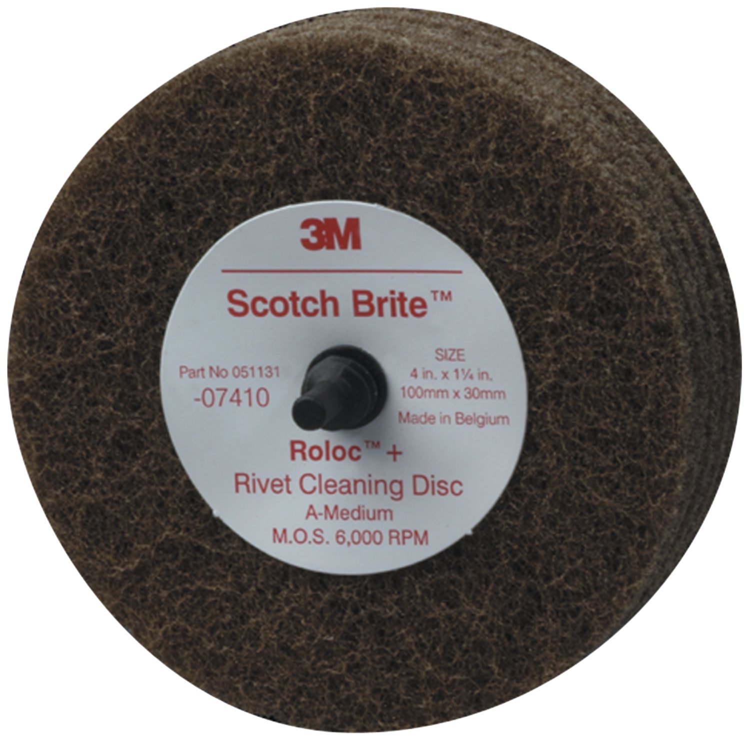 7000120778 - Scotch-Brite Rivet Cleaning Disc 07410, 4 in x 1-1/4 in A MED, 10
ea/Case