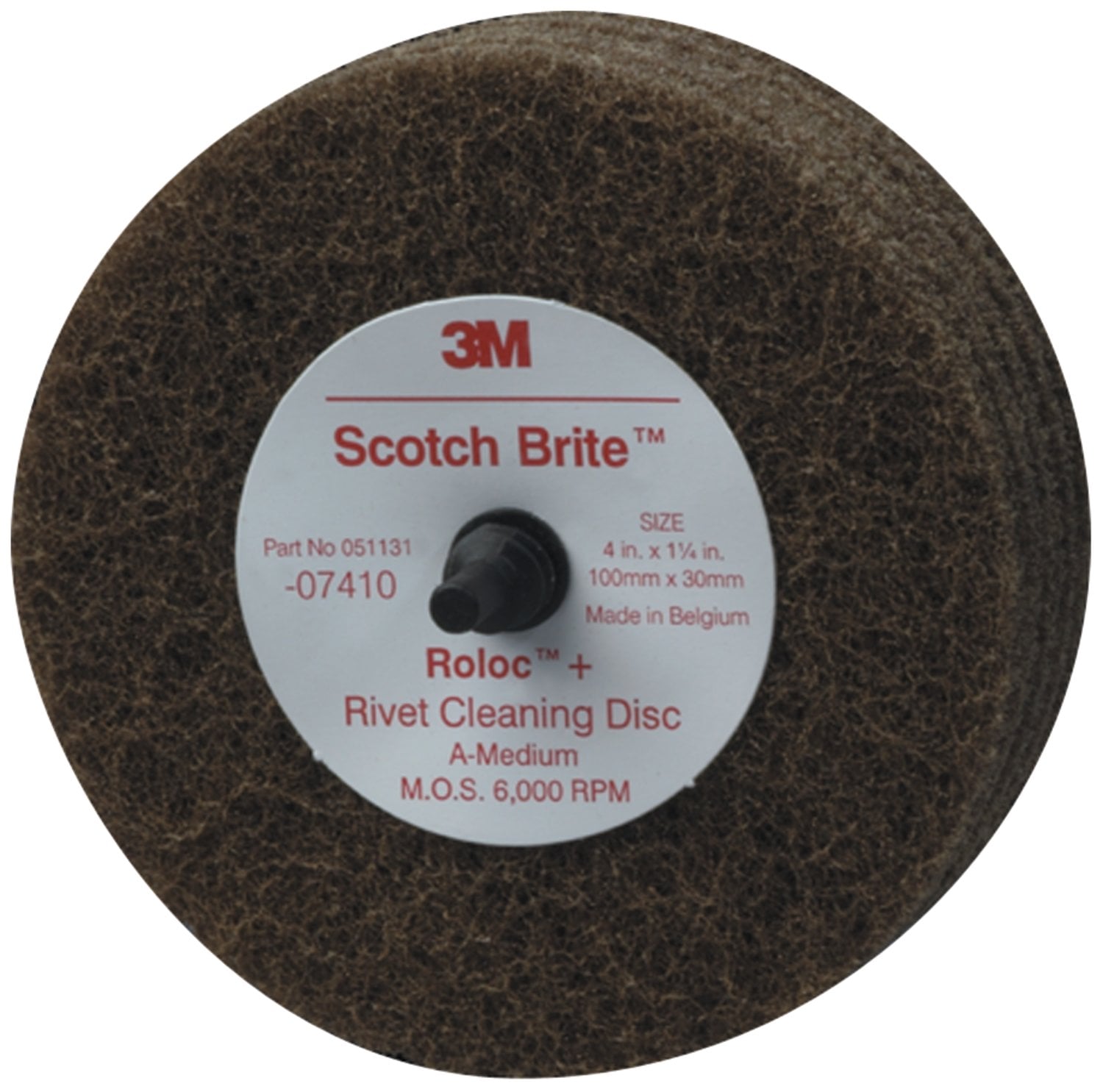 7000120778 - Scotch-Brite Rivet Cleaning Disc 07410, 4 in x 1-1/4 in A MED, 10 ea/Case