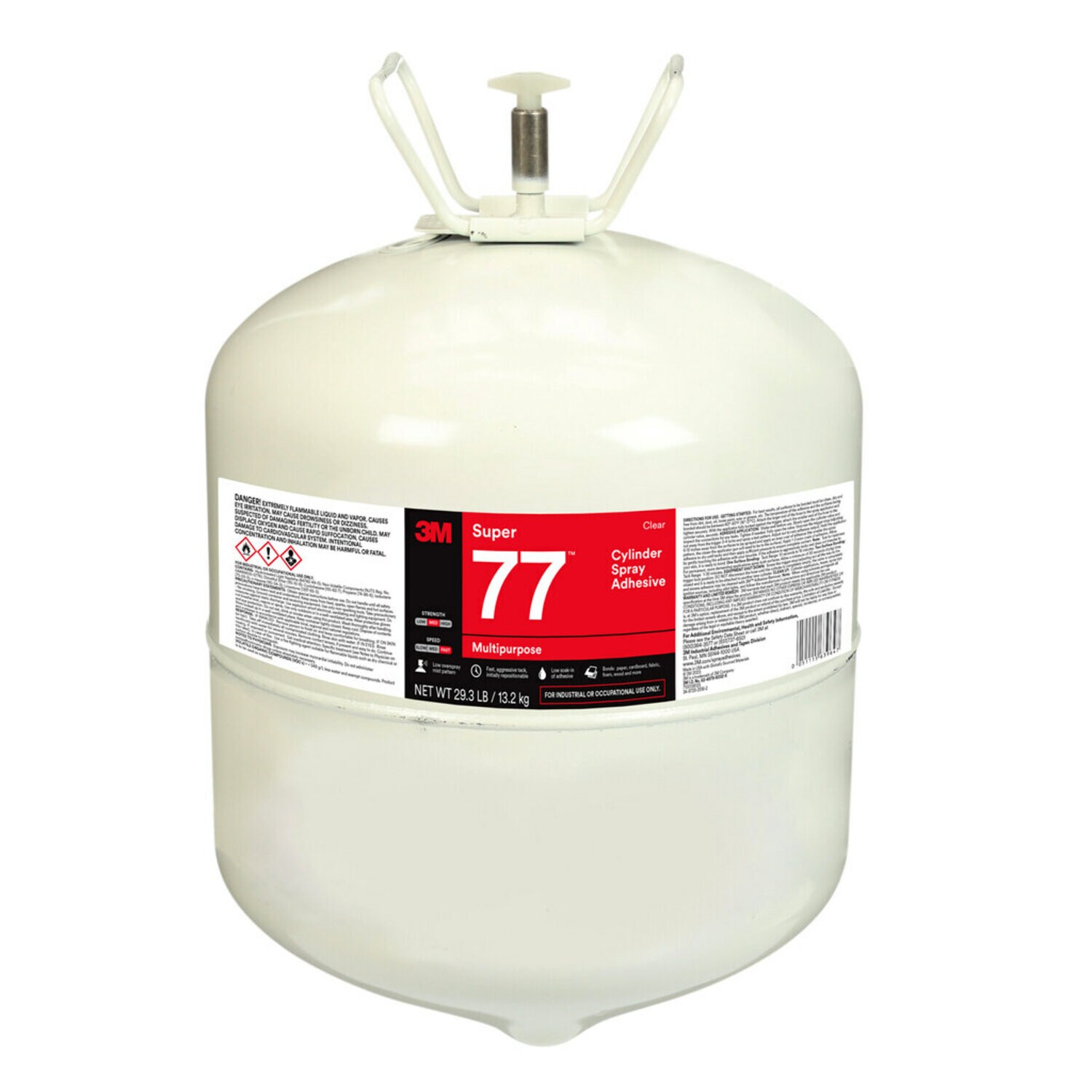 7000144617 - 3M Super 77 Classic Cylinder Spray Adhesive, Clear, Large, Net Wt 29.3 lb, 1 Each/Case