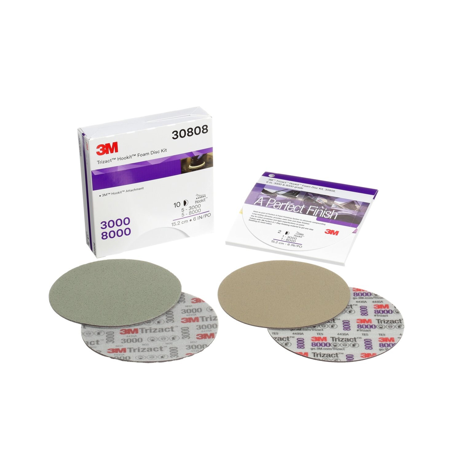 7100228805 - 3M Trizact Hookit Foam Disc Kit 30808, 6 in, 3000 and 8000, 2 Discs/Kit, 5 Kits/Carton, 4 Cartons/Case