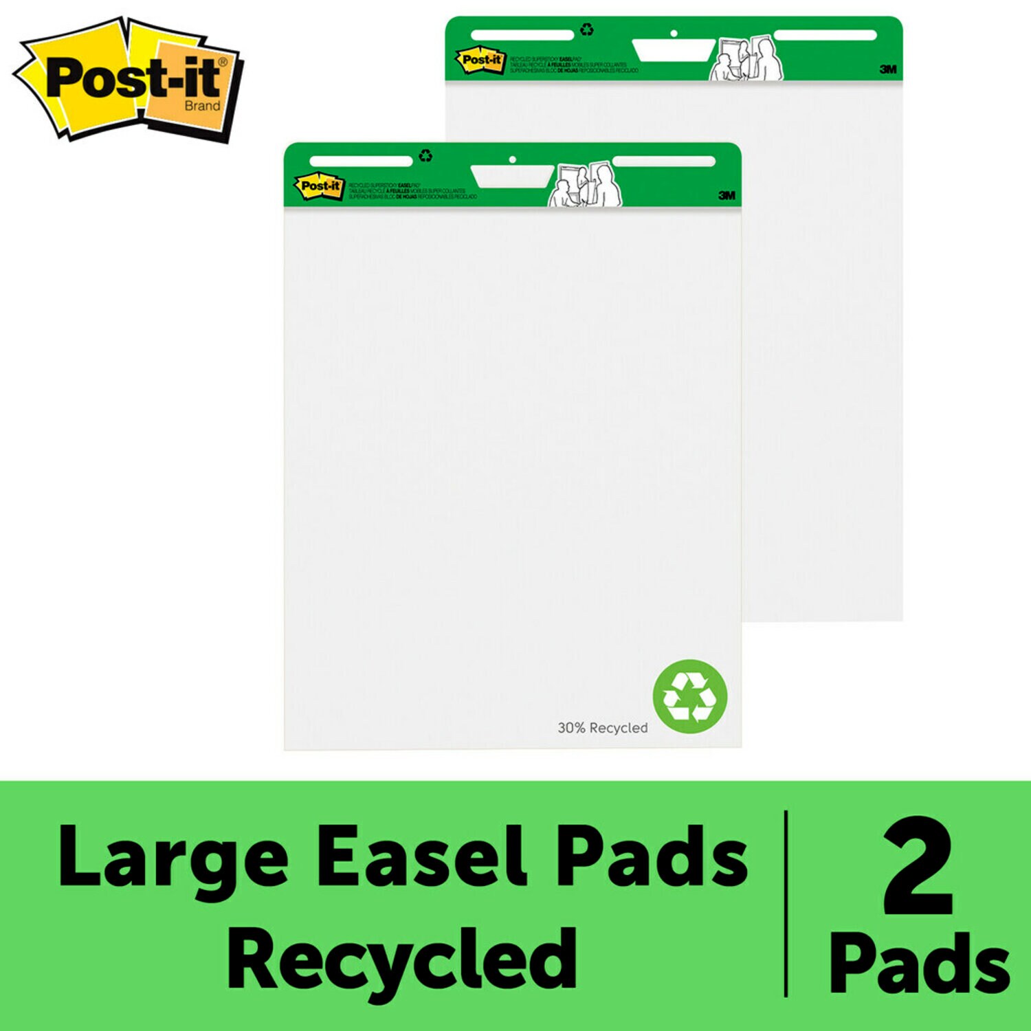 7100083057 - Post-it Meeting Chart 559RP-G, White, 63,5x76,2cm, 30 Shts/Easel, 2 EA/CV,100% PEFC, SGSCH-PEFC-COC-110078
