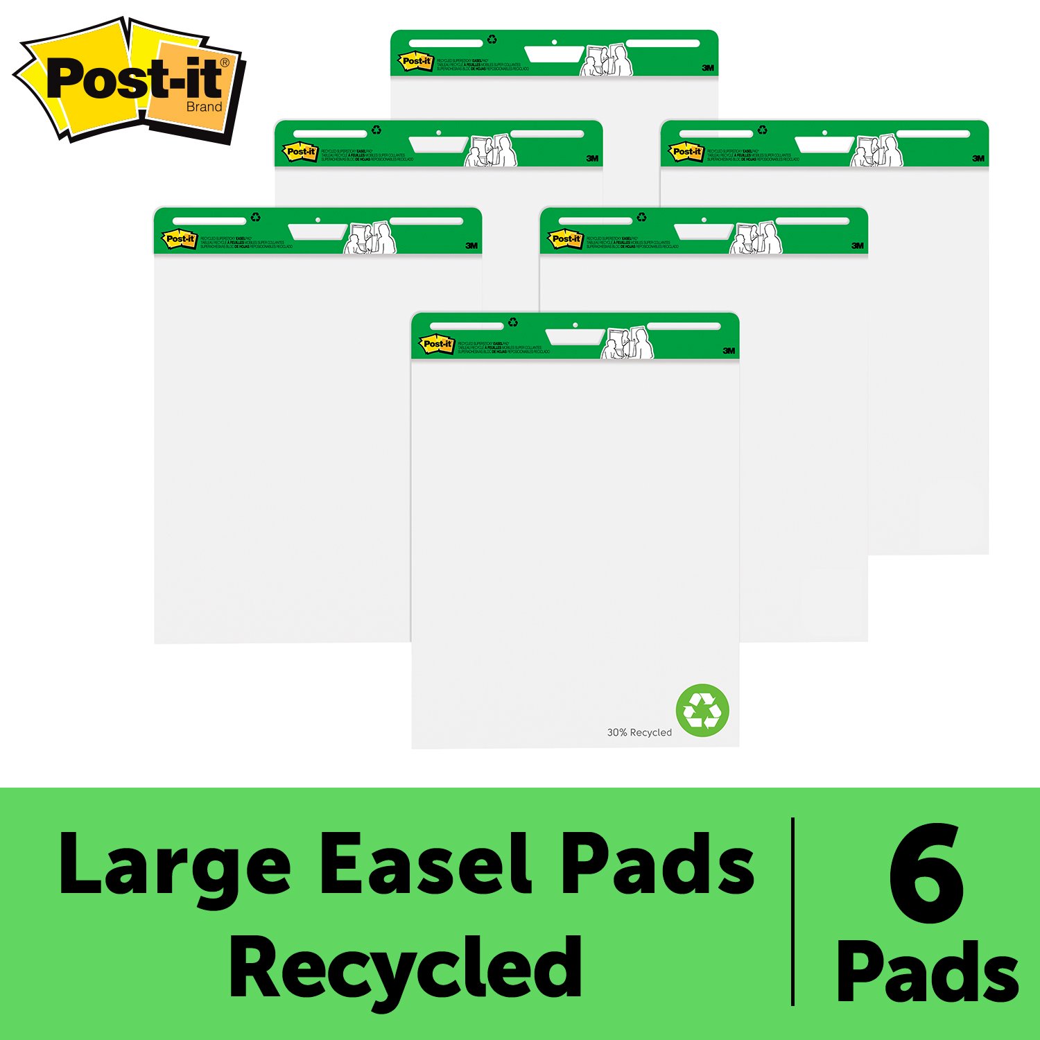 7010333202 - Post-it Super Sticky Easel Pad 559RP-VAD6, 25 in. x 30 in. 30 sheets/Easel, Recycled,100% PEFC, SGSCH-PEFC-COC-110078