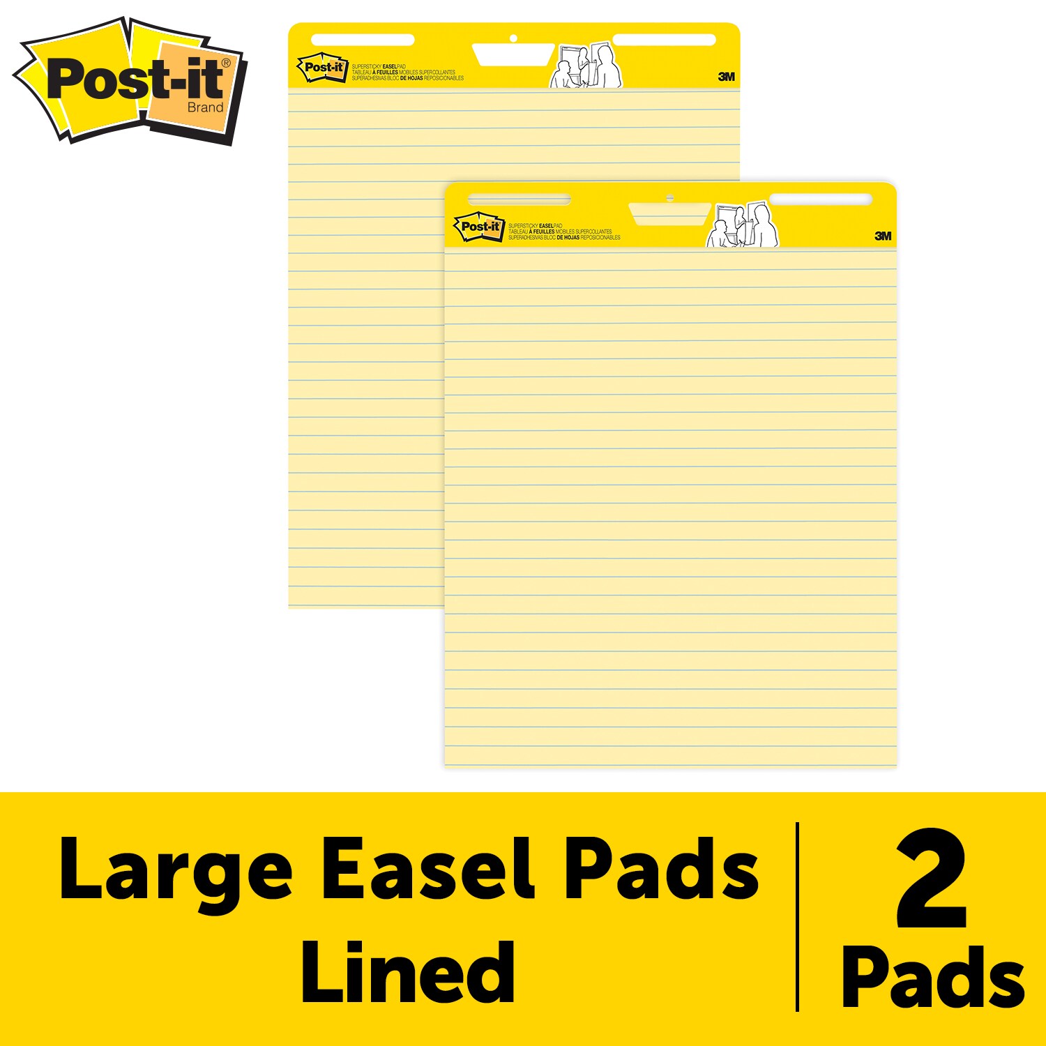 7100378094 - Post-it Super Sticky Easel 561-0, Yellow Paper with Lines, 30 Sheets/Pad, 2 Pads/case, 100% PEFC SGSCH-PEFC-COC-110078