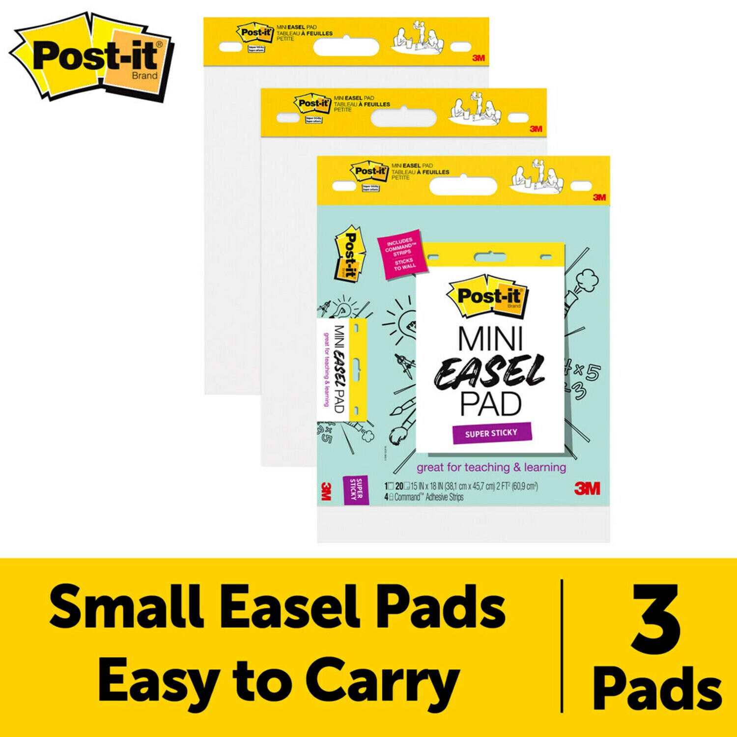7100203529 - Post-it Self-Stick Mini Easel Pad 577-3PK, 15 in x 18 in (38.1 cm x 45.7 cm), 100% PEFC, SGSCH-PEFC-COC-110078