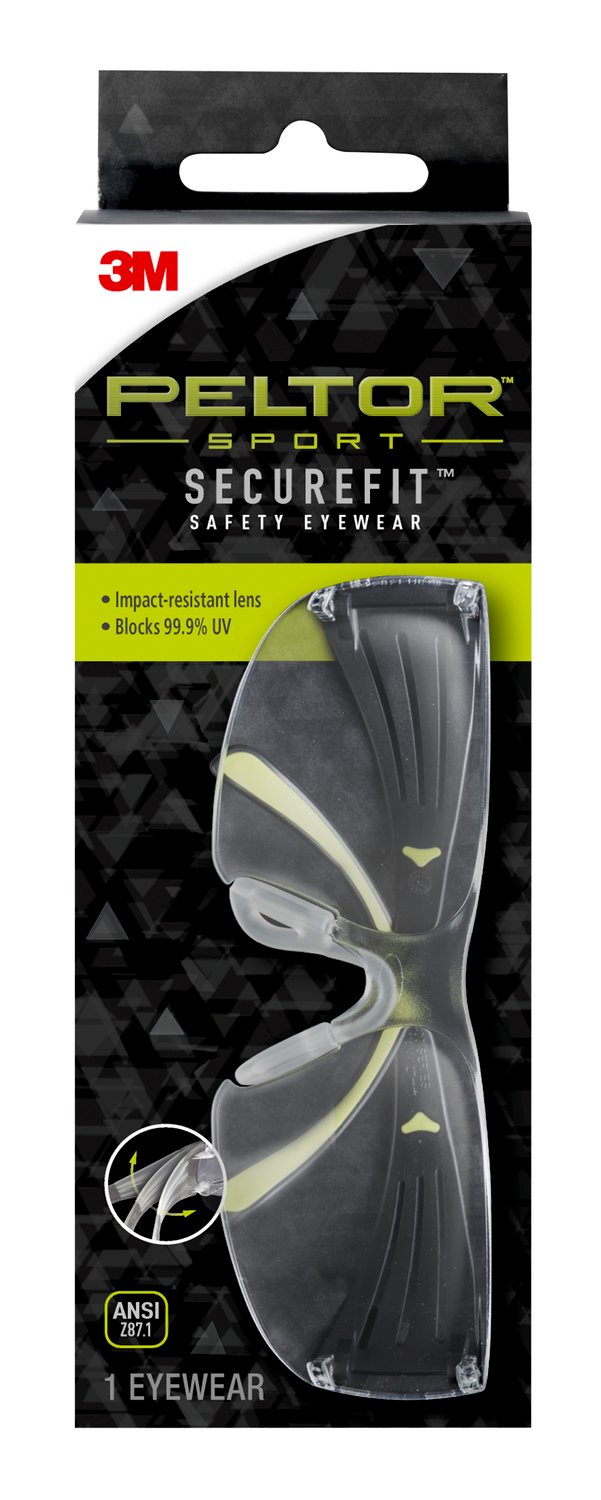 7100243511 - Peltor Sport SecureFit Safety Eyewear SF400-PC-9, Clear/AF Lens, 9 ea/cs