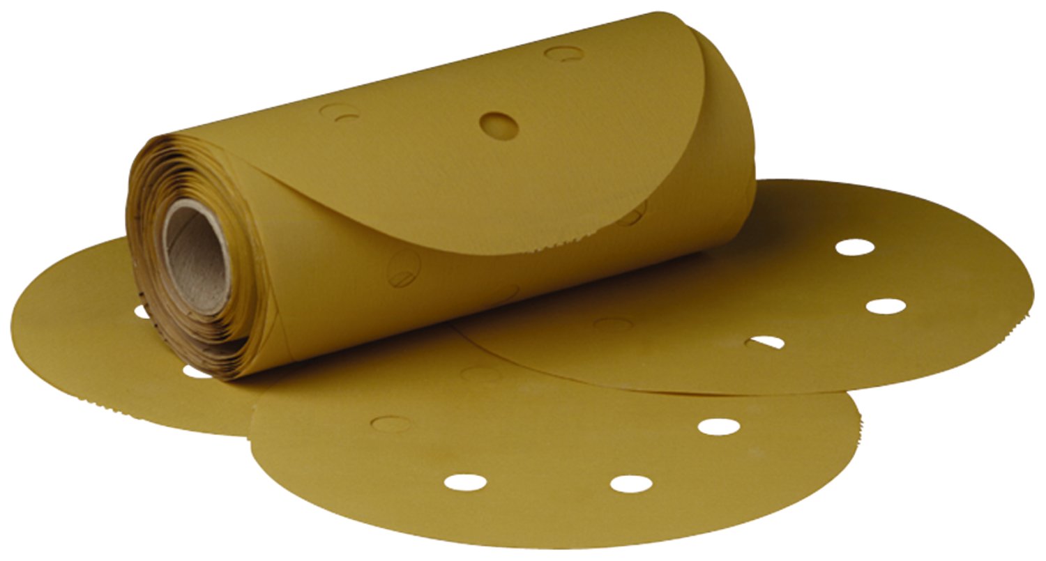 7010359457 - 3M Stikit Gold Film Disc Roll Dust Free, 01381, 6 in, P120, 125 discs per roll, 4 rolls per case