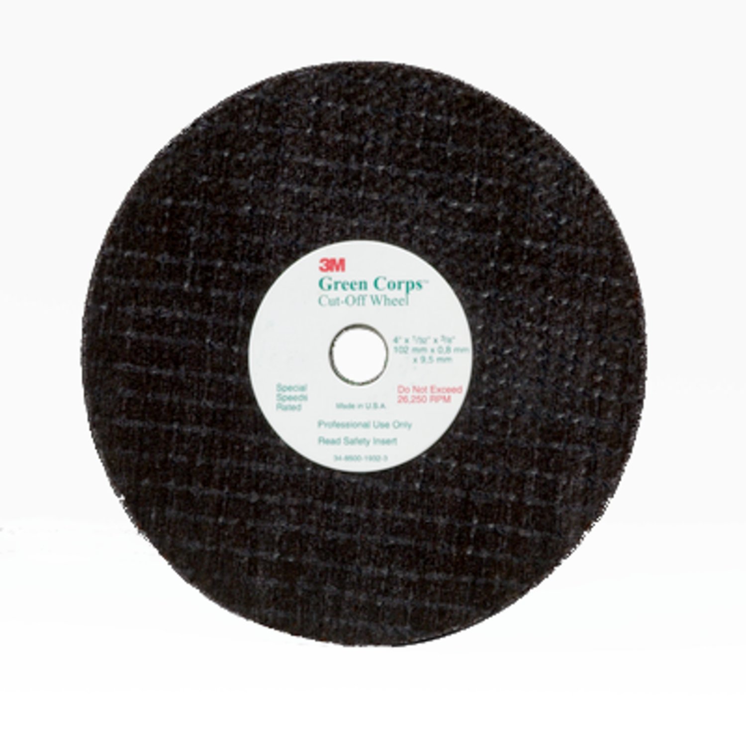 7100229883 - 3M Green Corps Reinforced Weld Grinding Wheel 01991, 3 in x 0.22 in x 3/8 in, 5 Each/Pack, 10 Packs/Case