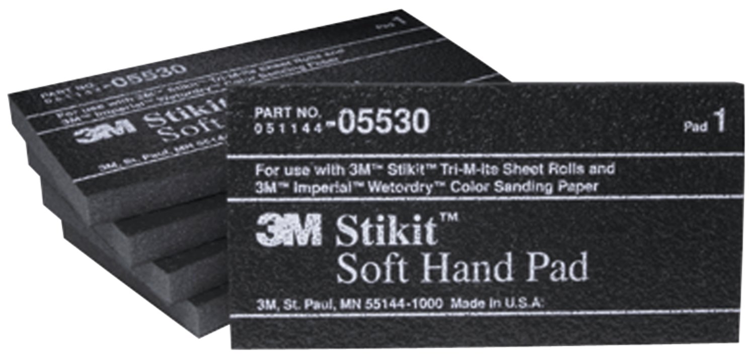 7000028351 - 3M Stikit Soft Hand Pad, 05530, 2-3/4 in x 5-1/2 in x 3/8 in, 5 pads per pack, 10 packs per case