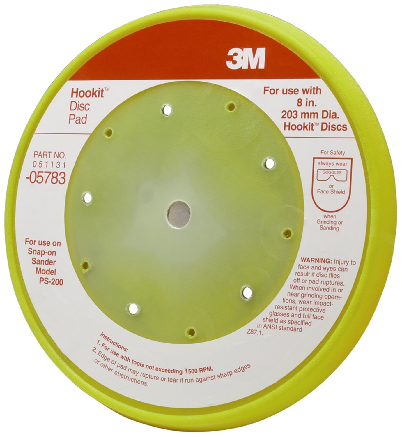 7000119884 - 3M Hookit Pad D/F, 05783, 8 in x 5 bolt hole, 1 per case