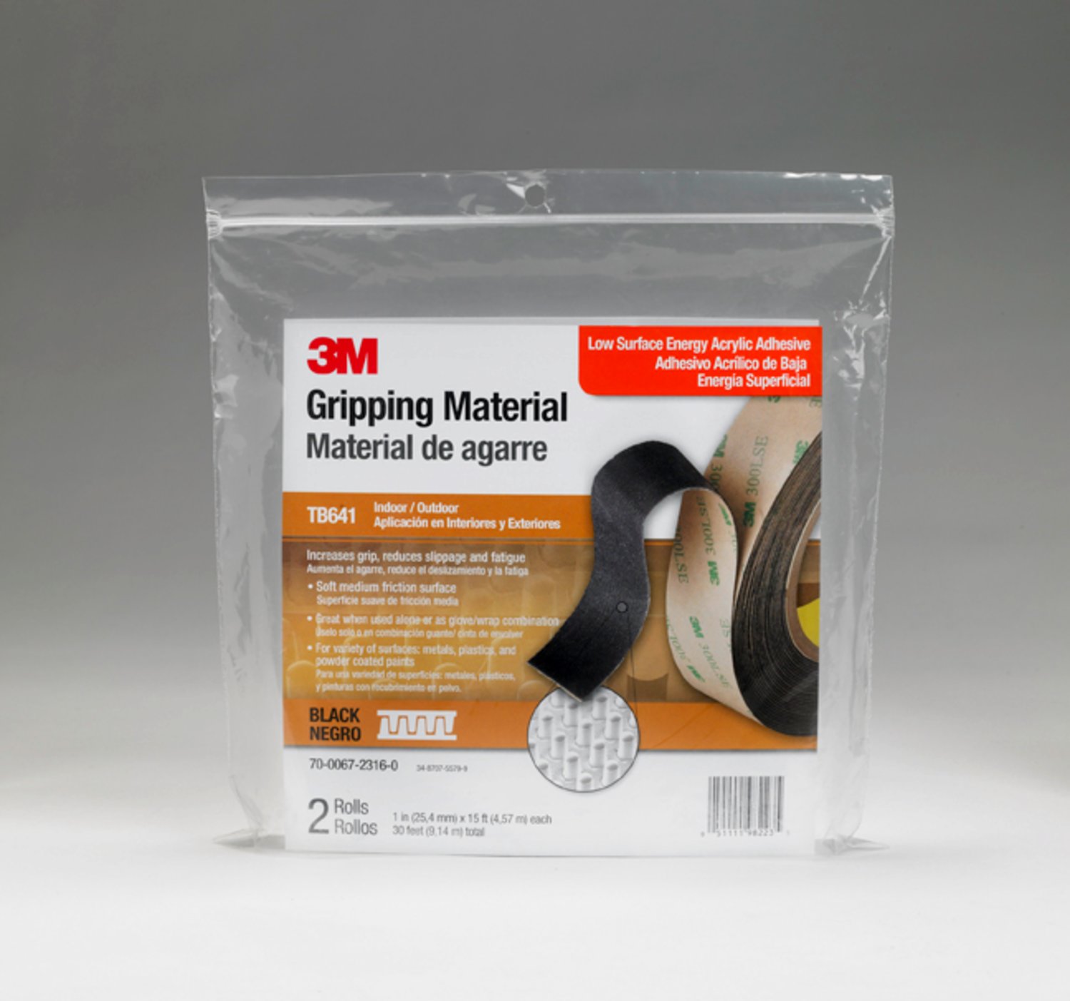 7100003466 - 3M Gripping Material TB641, Black, 1 in x 15 ft, Bag