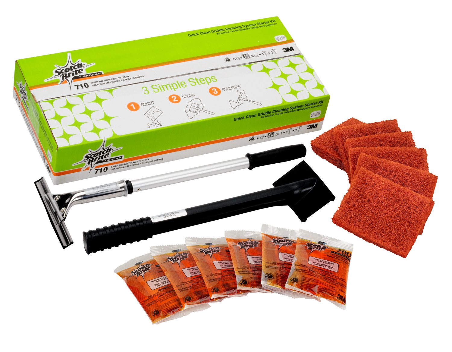 7100049397 - Scotch-Brite Quick Clean Griddle Cleaning System Starter Kit 710, 1/Case
