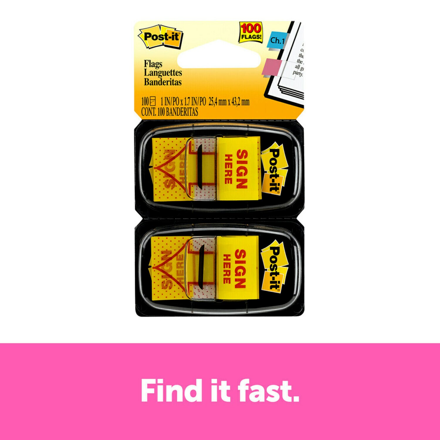7000052582 - Post-it Flags 680-SH2, 1 in. x 1.7 in.