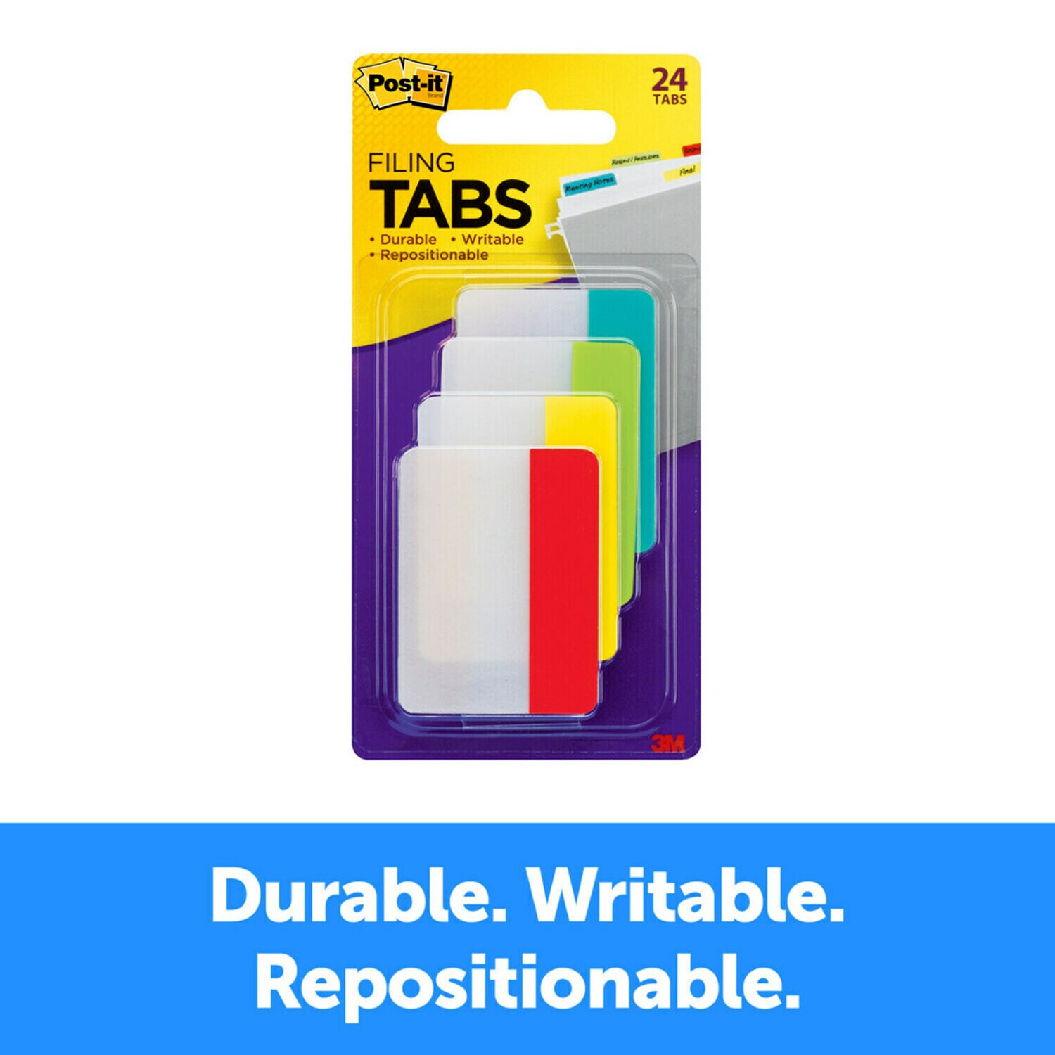 7100046355 - Post-it Durable Tabs 686-ALYR, 2 in. x 1.5 in. (50,8 mm x 38 mm)