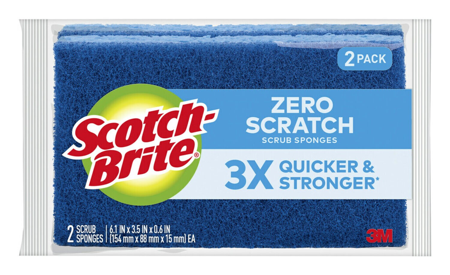 7100096719 - Scotch-Brite Large Zero Scratch Scrub Sponge 555-12, 12/2