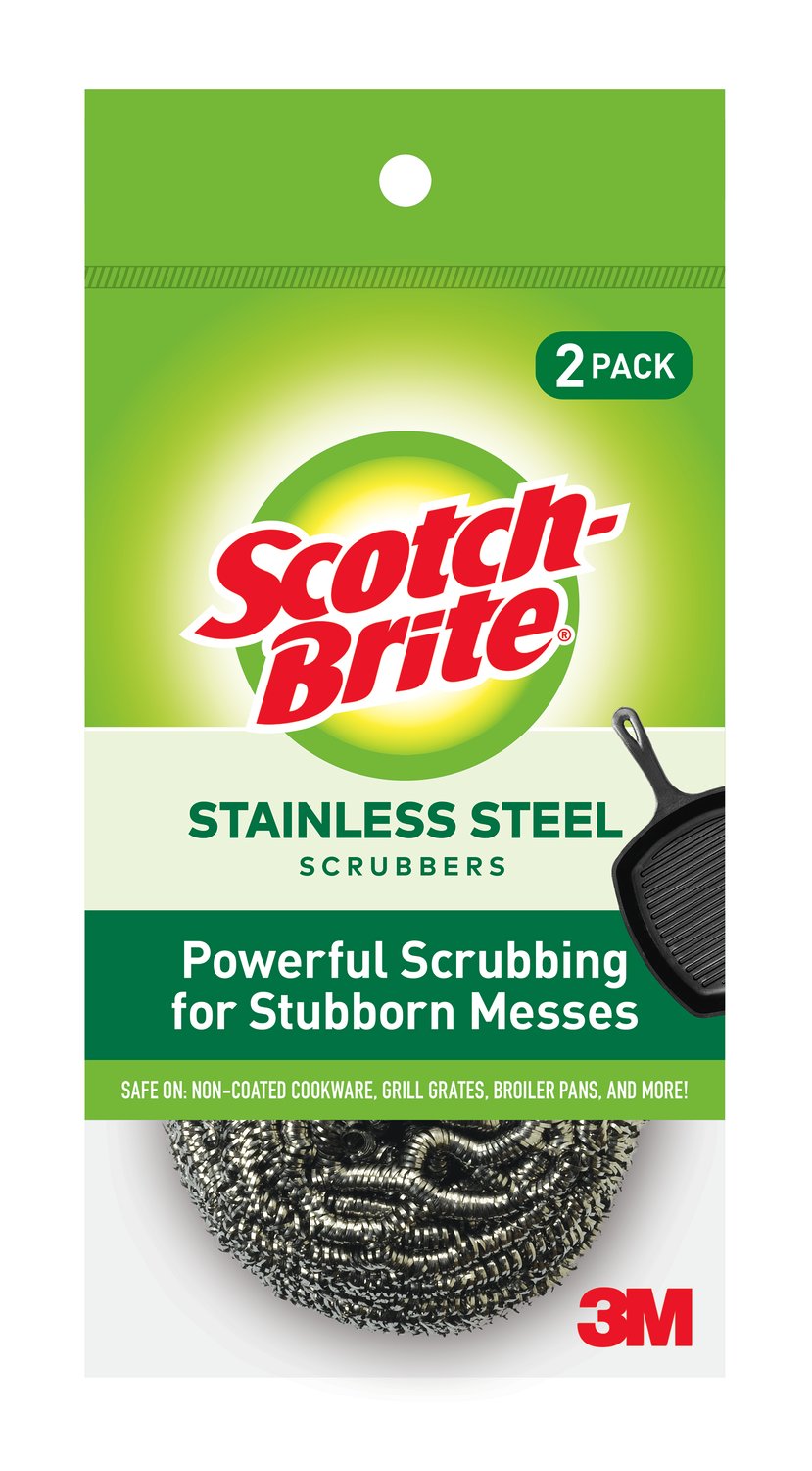 7100227932 - Scotch-Brite Stainless Steel Scrubbers 214-2-24, 2 Scrubbers